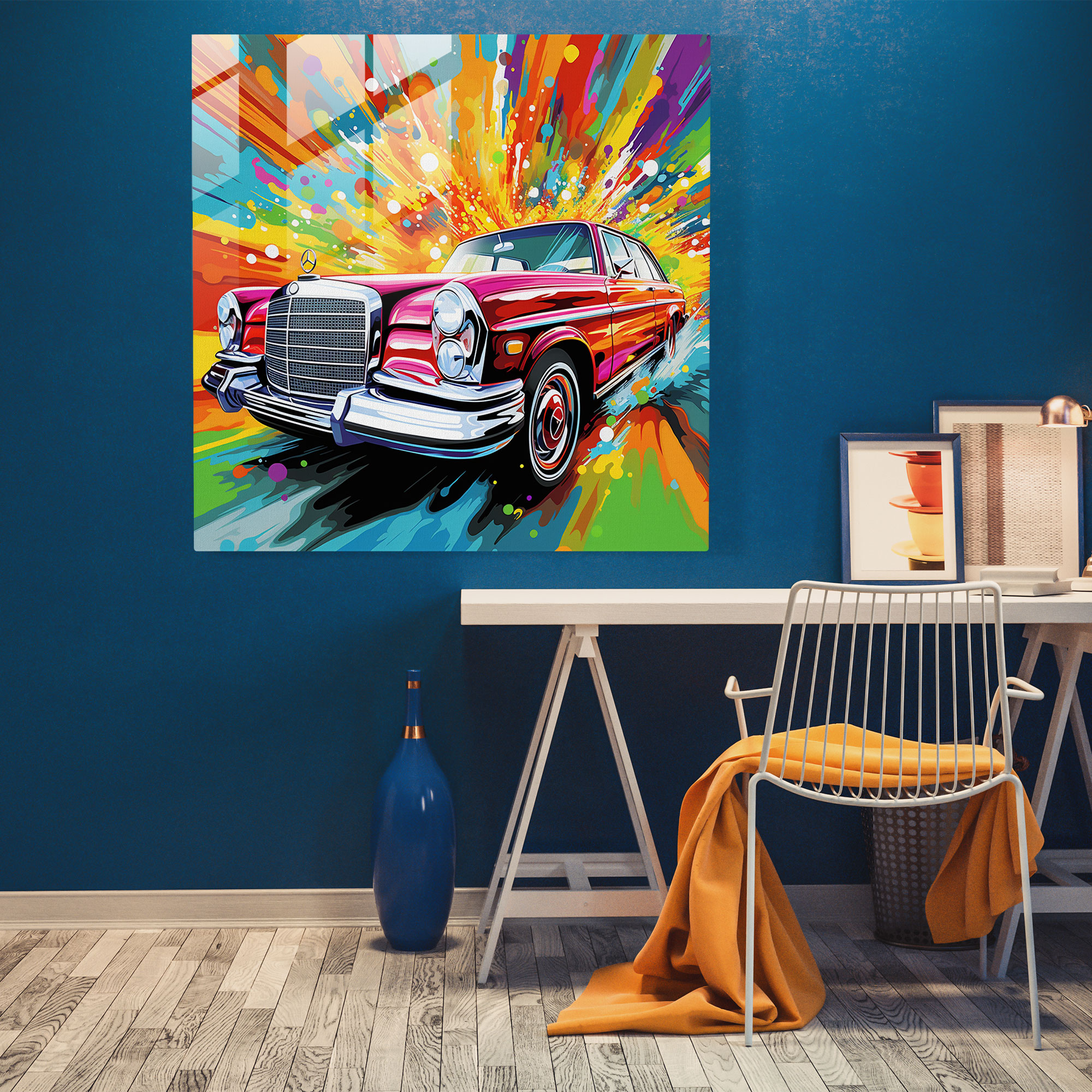Mercedes Pop-Art Glasbild - Mercedes Pop-Art Moderne Kunst Moderne Ästhetik