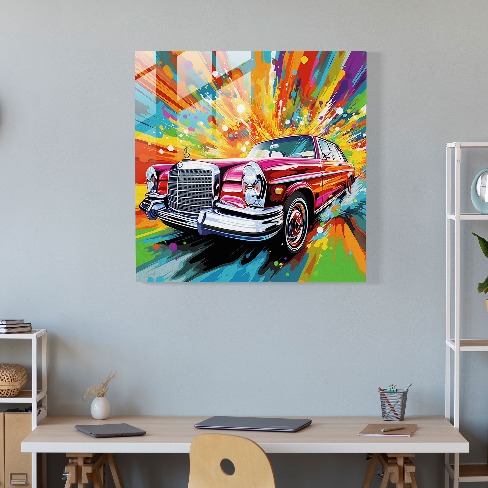 Mercedes Pop-Art Glasbild - Mercedes Pop-Art Moderne Kunst Moderne Ästhetik