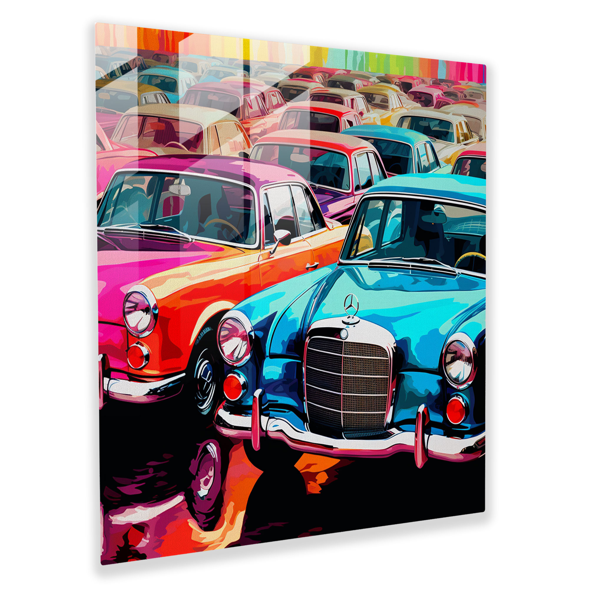 Mercedes Glass Print - Pop Art Silhouette Pattern - Mercedes, Pop Art, Modern Art, Home Decoration