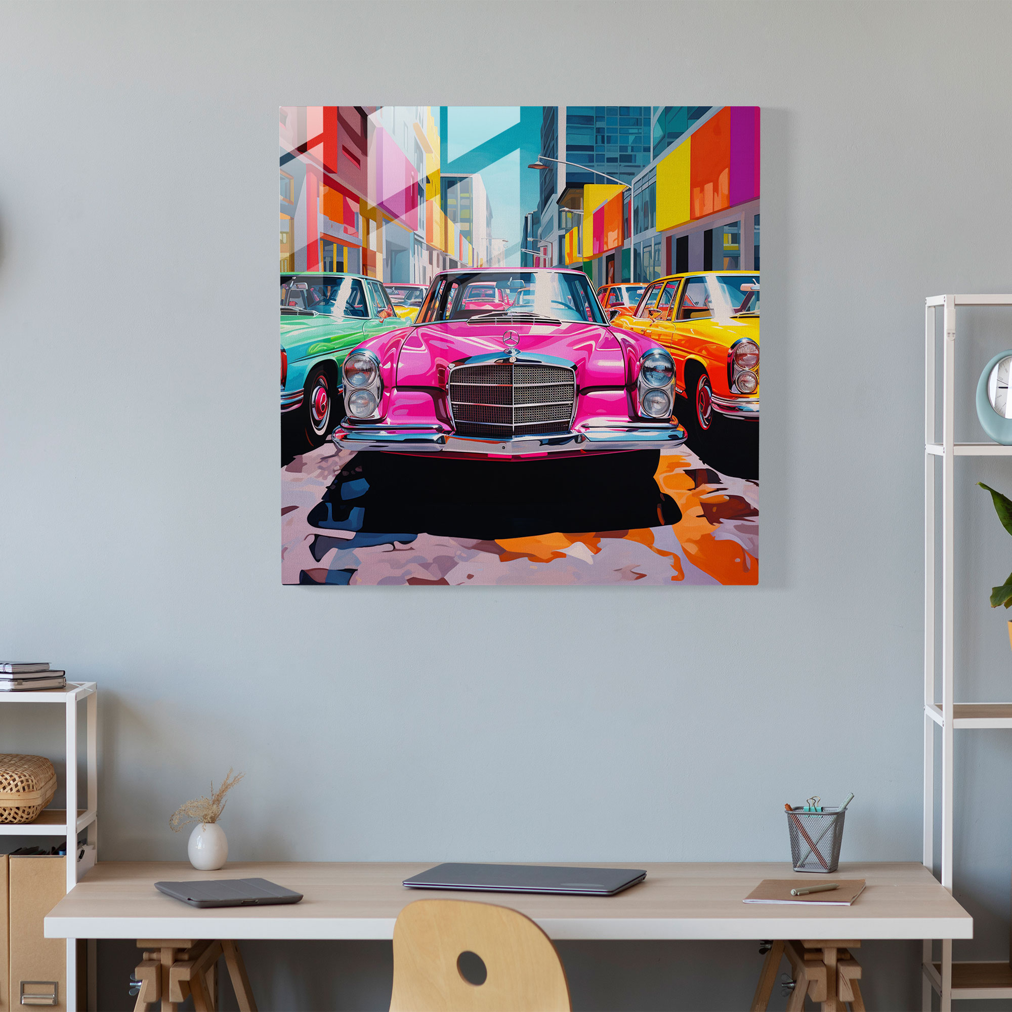 Mercedes Pop Art Glasbild - Zeitgemäße Pop Art für Zuhause Mercedes