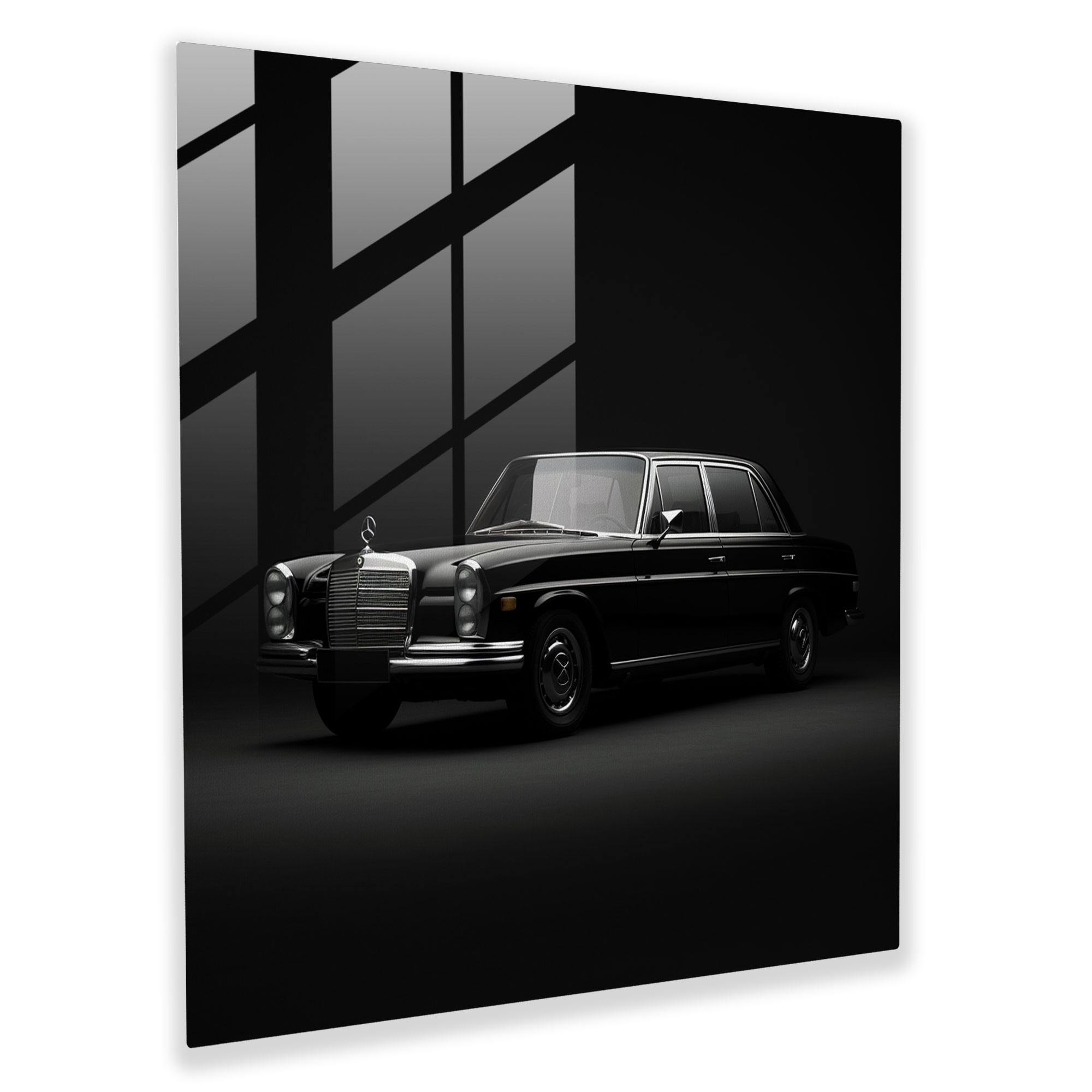 Minimalistic Mercedes Glass Print - Mercedes, Glass Print, Modern Art, Luxurious Sedan