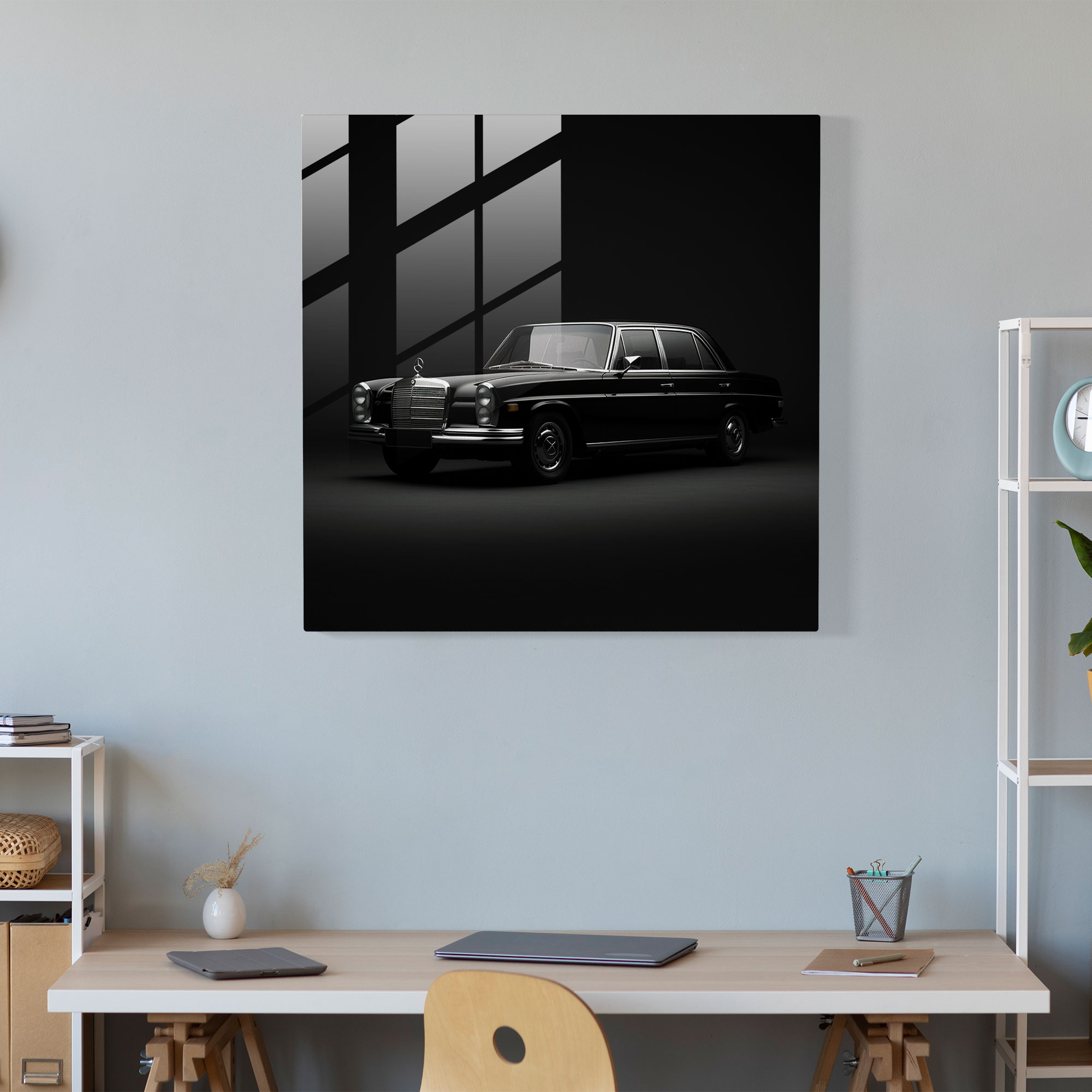 Minimalistic Mercedes Glass Print - Mercedes, Glass Print, Modern Art, Luxurious Sedan