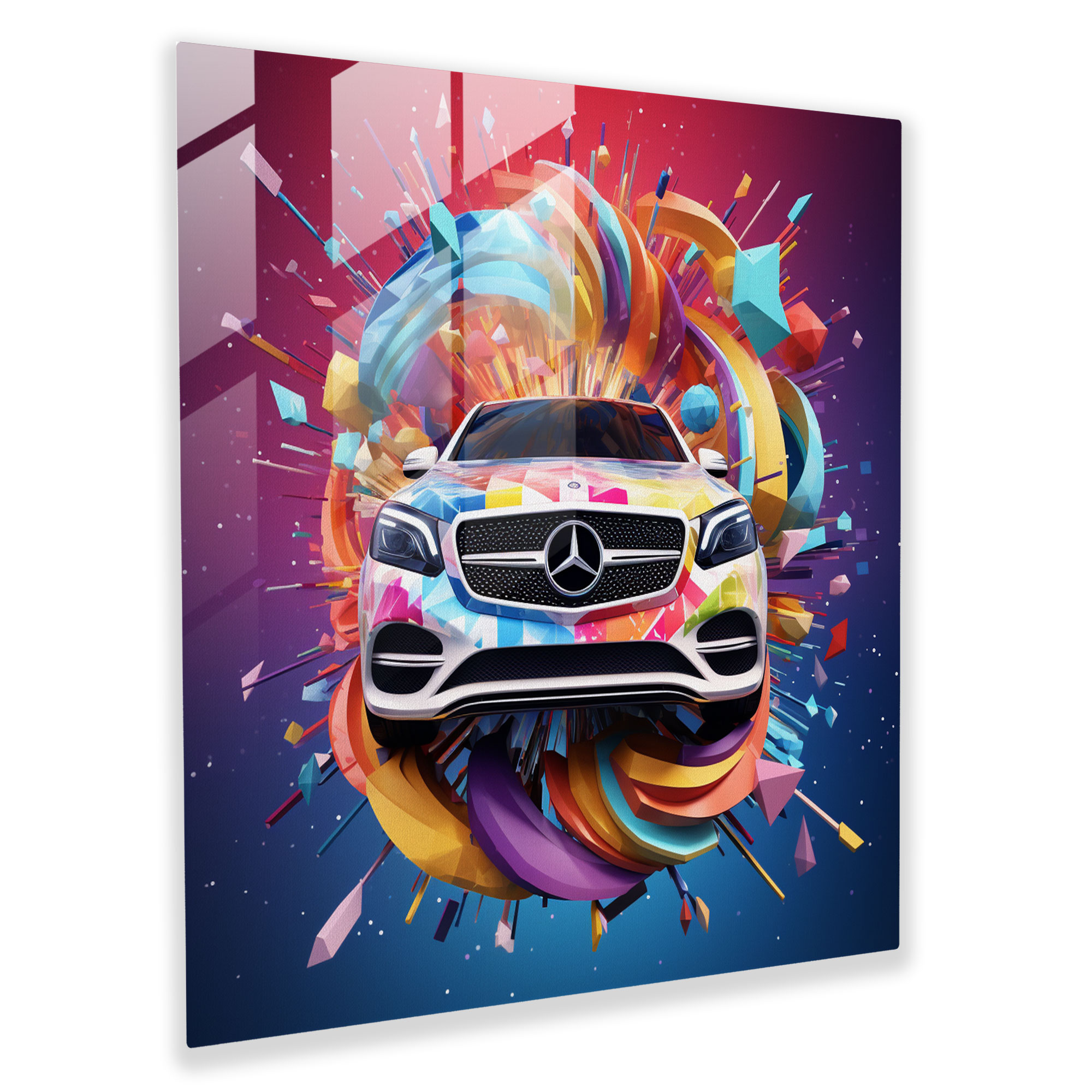 Mercedes Burst - Glass Wall Art - Mercedes, Vibrant Logo, Wall Decoration, Home Decoration