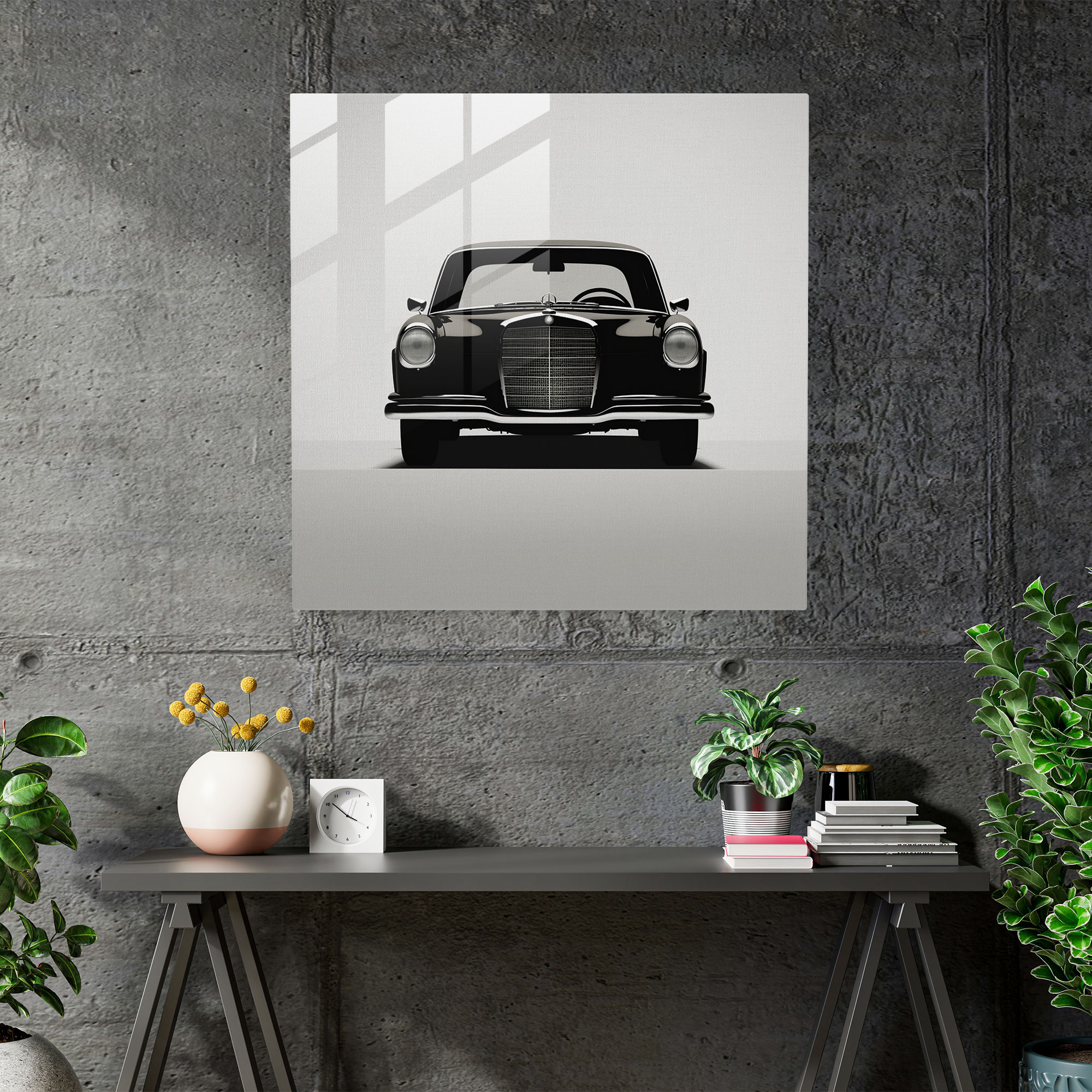 Sleek Silhouette - Glass Wall Art - Mercedes, Modern Art, Glass Print, Home Decoration
