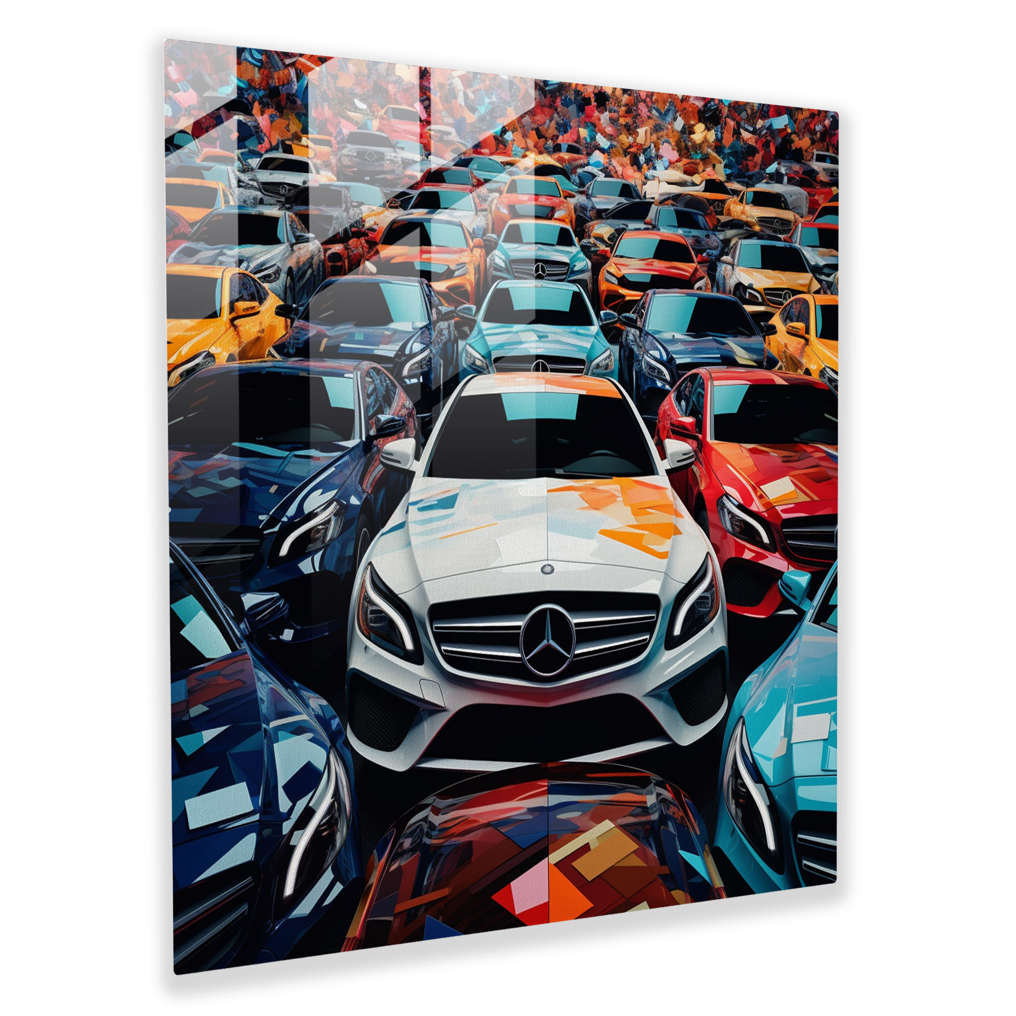 Mercedes Glass Print: Digital Collage Montage - Mercedes, Glass Print, Glass Art, Home Decoration