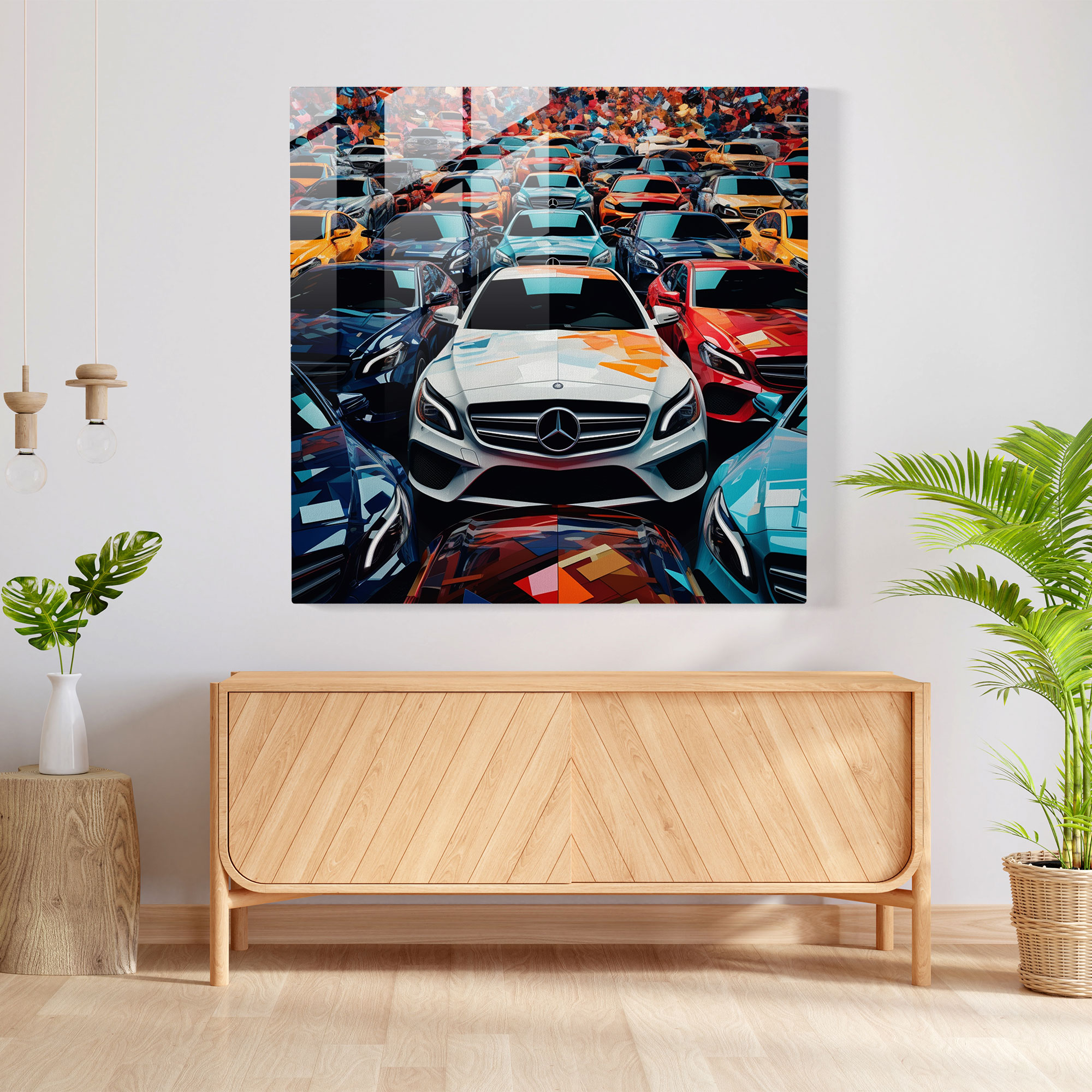 Mercedes Glass Print: Digital Collage Montage - Mercedes, Glass Print, Glass Art, Home Decoration