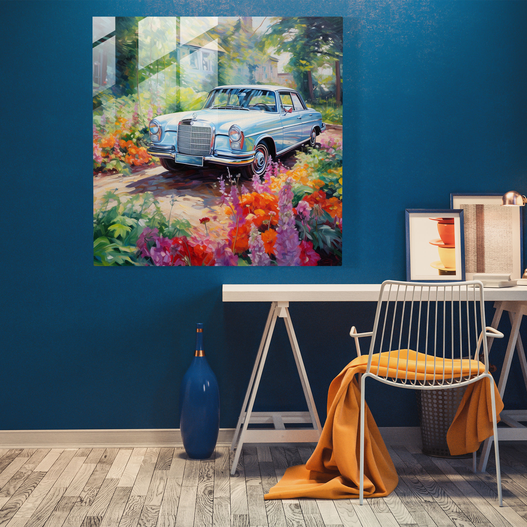 Mercedes Glass Print: Impressionist Garden Scene - Mercedes, Glass Wall Art, Glass Print, Home Decoration