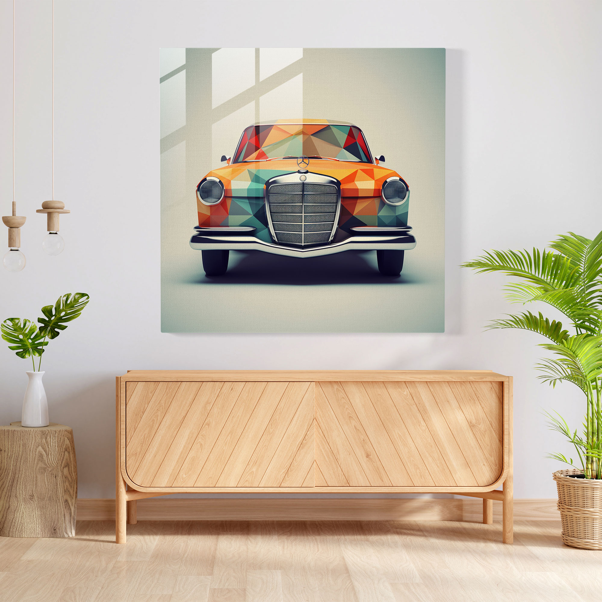 Mercedes Glass Print: Geometric Abstraction - Mercedes, Glass Wall Art, Glass Print, Mercedes