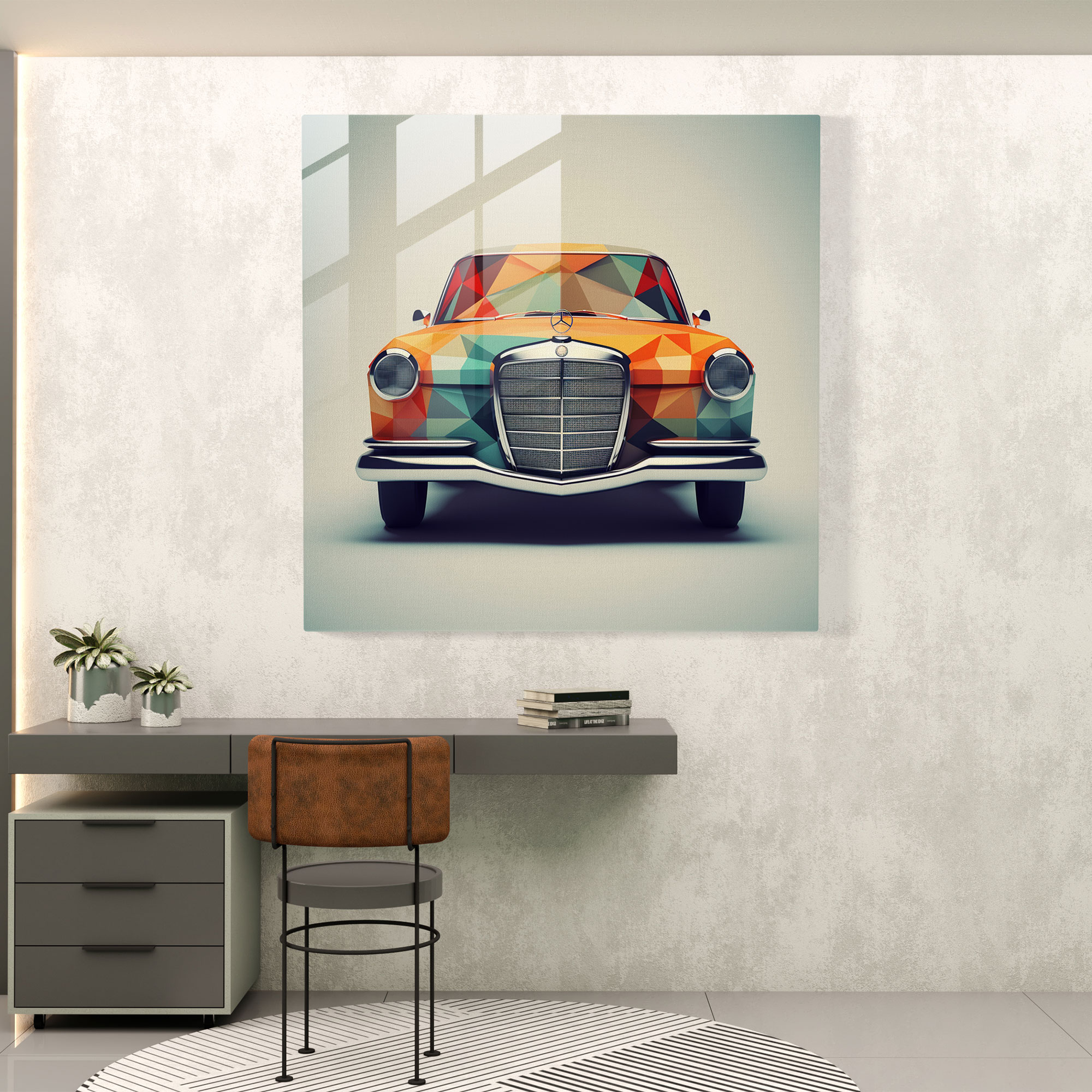 Mercedes Glass Print: Geometric Abstraction - Mercedes, Glass Wall Art, Glass Print, Mercedes