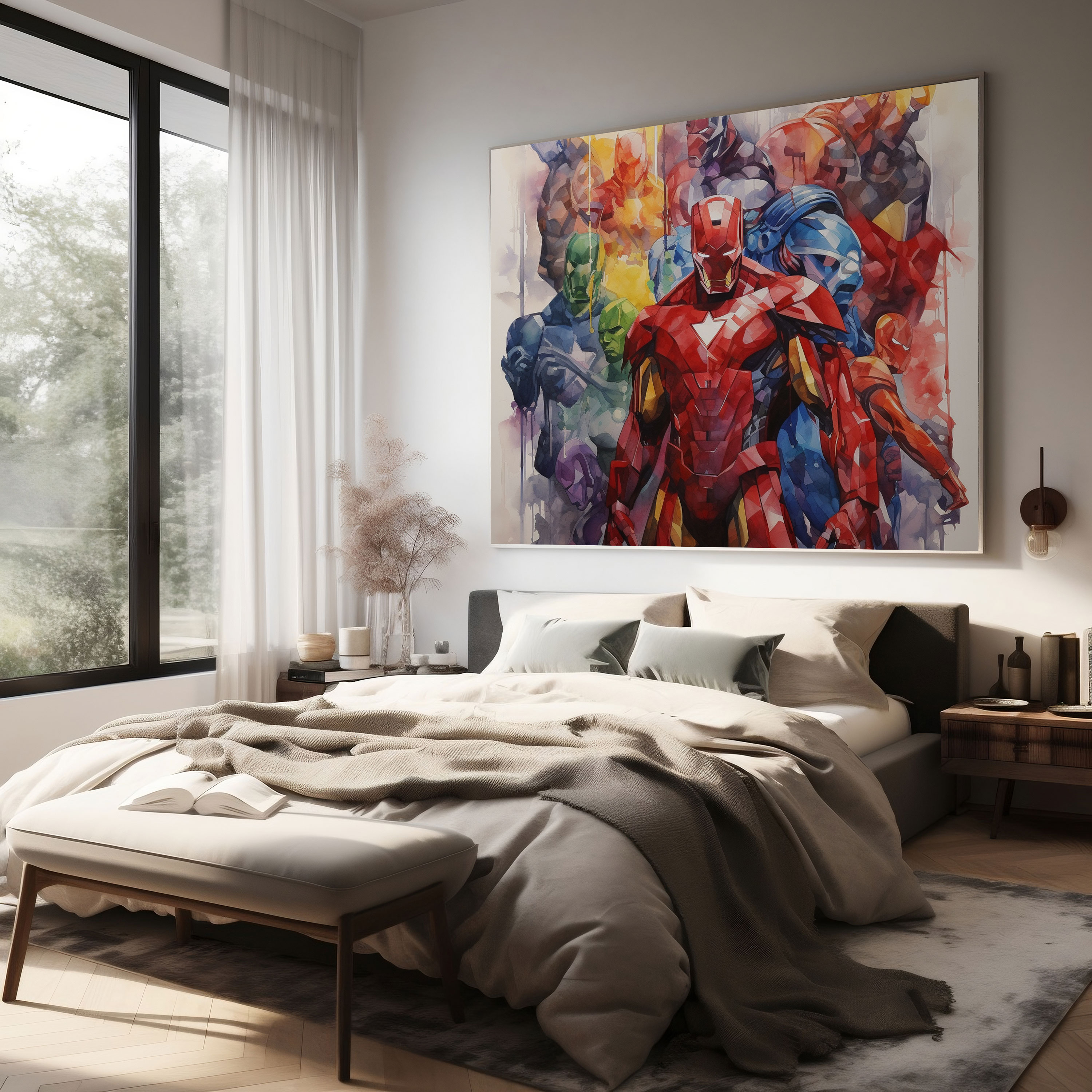 Marvel Soyut Suluboya Duvar Sanatı - Kanvas Tablo