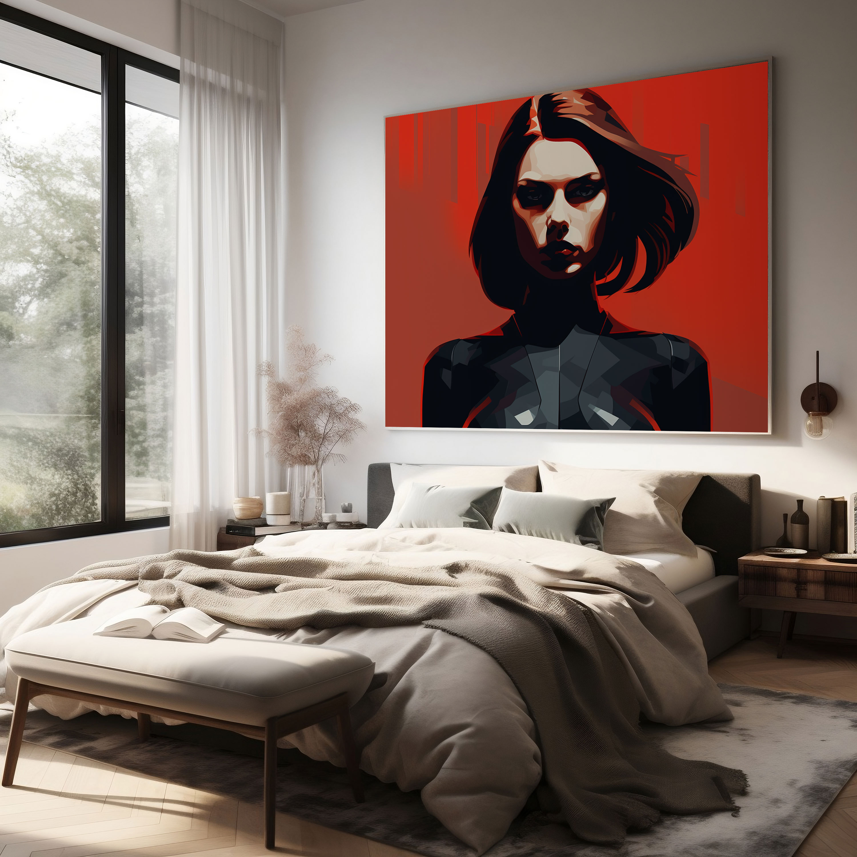 Marvel Minimalist Kanvas Tablo - Black Widow Duvar Dekorasyonu Kanvas Duvar Sanatı