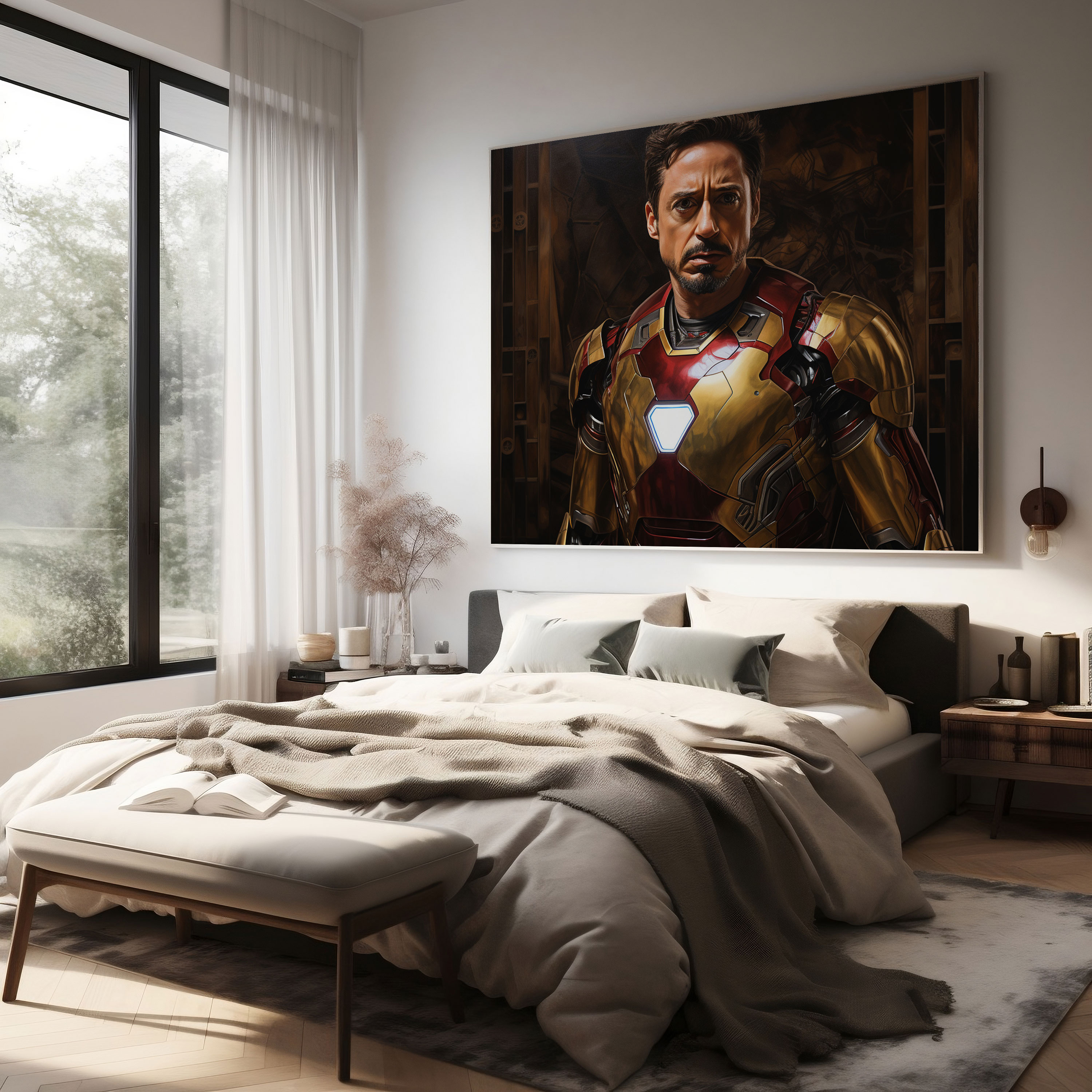 Marvel Gerçekçi Yağlı Boya Kanvas Tablo Baskı - Iron Man Temalı Marvel Gerçekçi Yağlı Boya