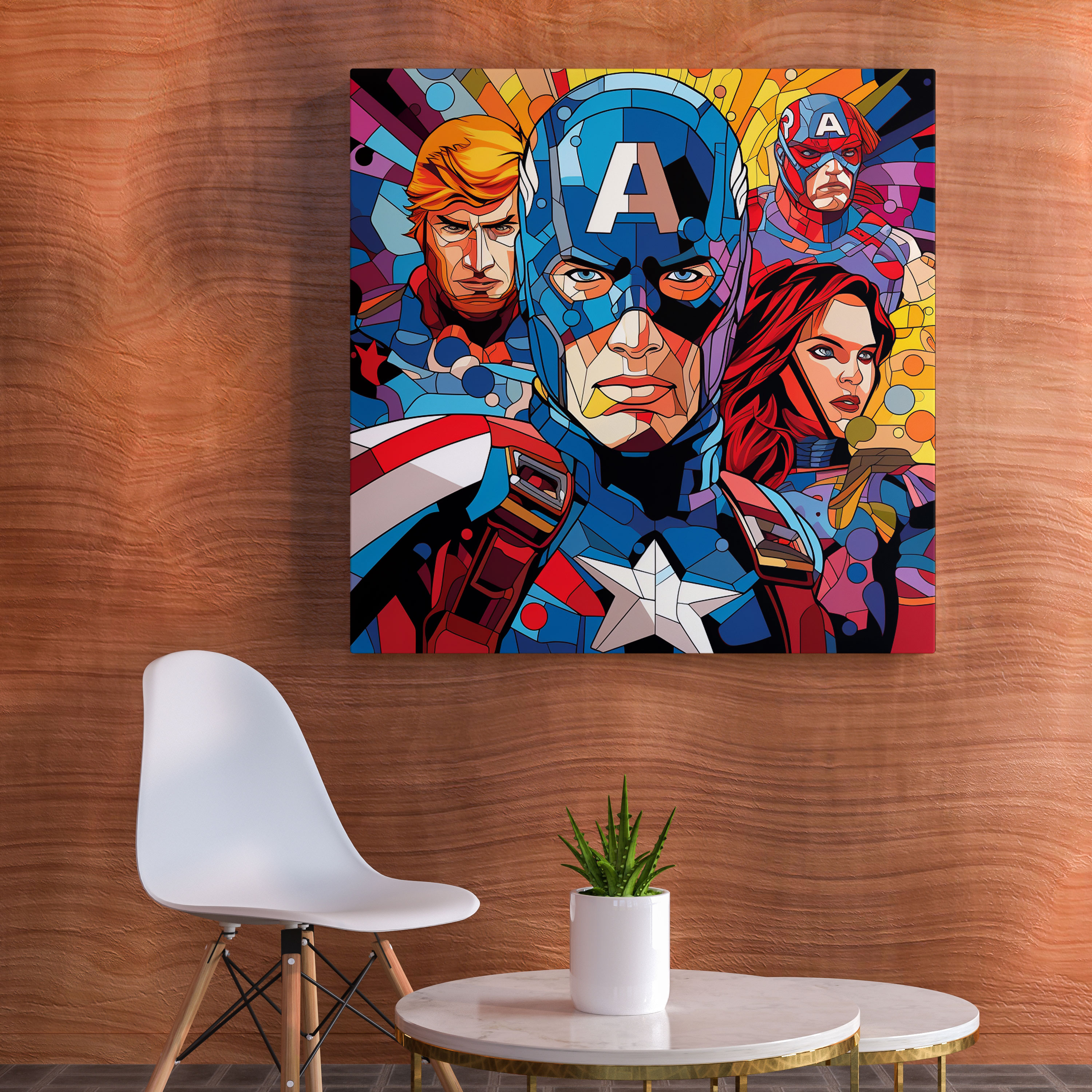 Marvel Temalı Duvar Dekorasyonu - Pop Sanat Esintili Kanvas Tablo - Canlı Renkler Marvel