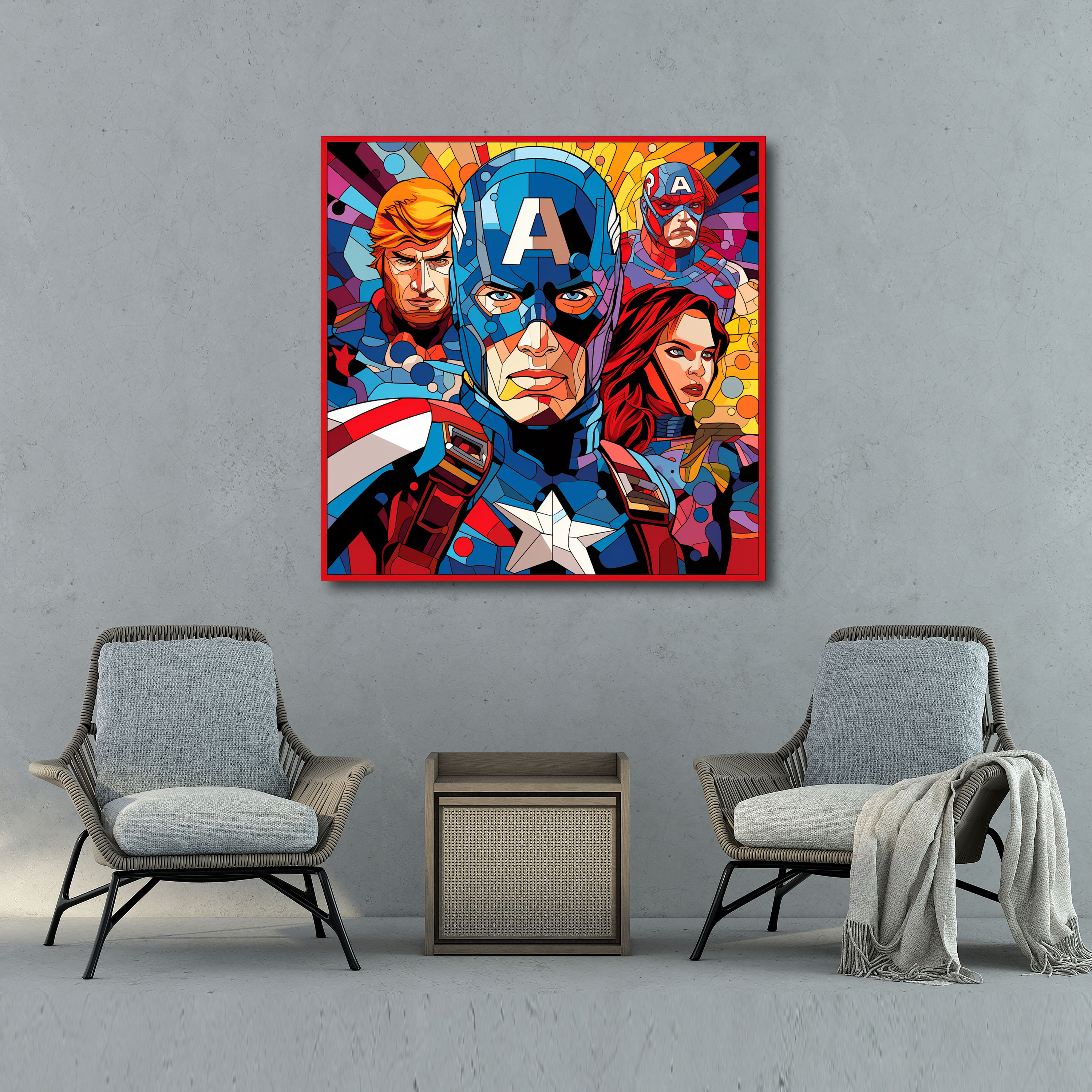 Marvel Temalı Duvar Dekorasyonu - Pop Sanat Esintili Kanvas Tablo - Canlı Renkler Marvel