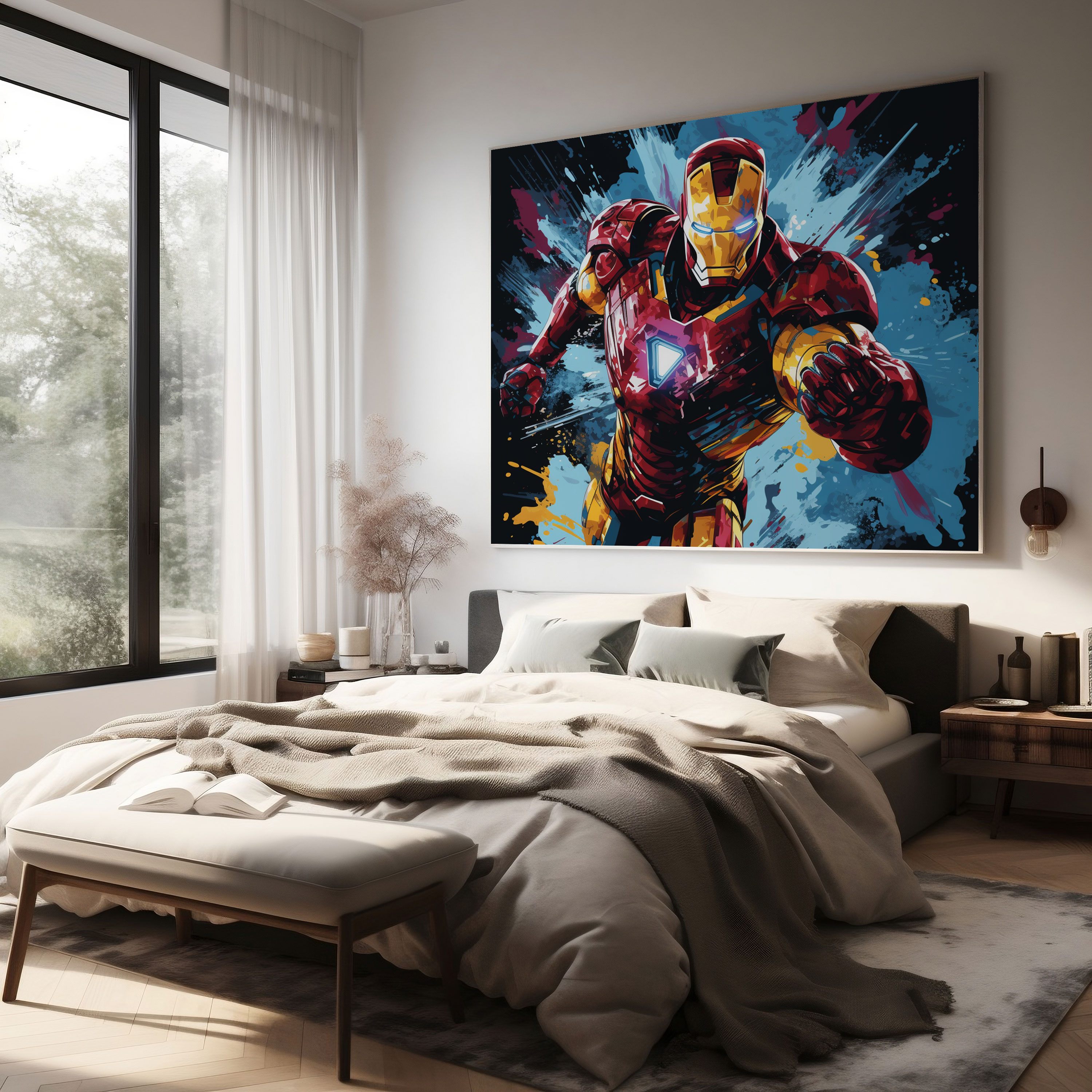 Marvel Canvas Print: Iron Man Action - Marvel, Canvas Wall Art, Home Decoration, Action Pose