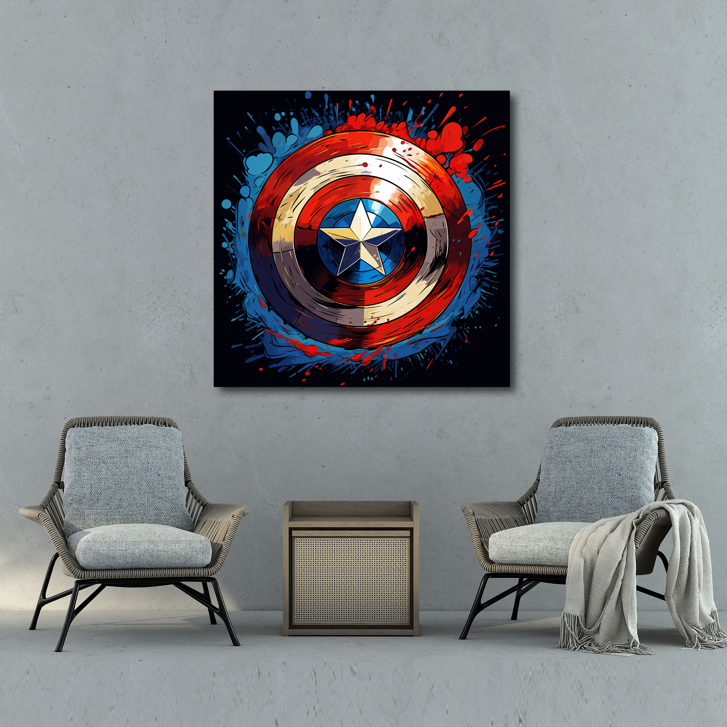 Marvel Duvar Sanatı: Pop Art Kaptan Amerika - Marvel Kanvas Tablo Duvar Sanatı Pop Art Tarzı