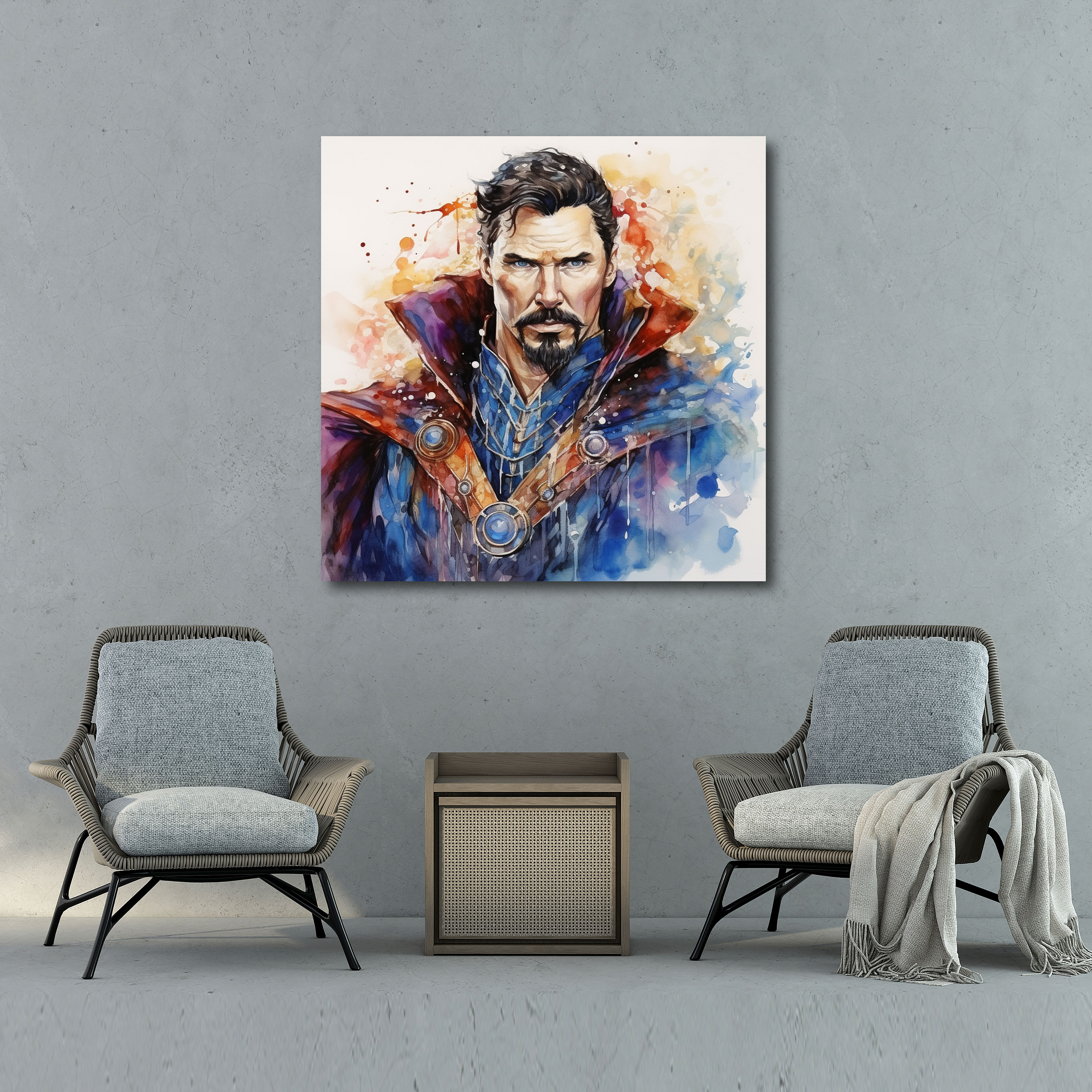 Marvel Doctor Strange Canvas Print - Marvel, Watercolor Portrait, Wall Decoration, Canvas Print