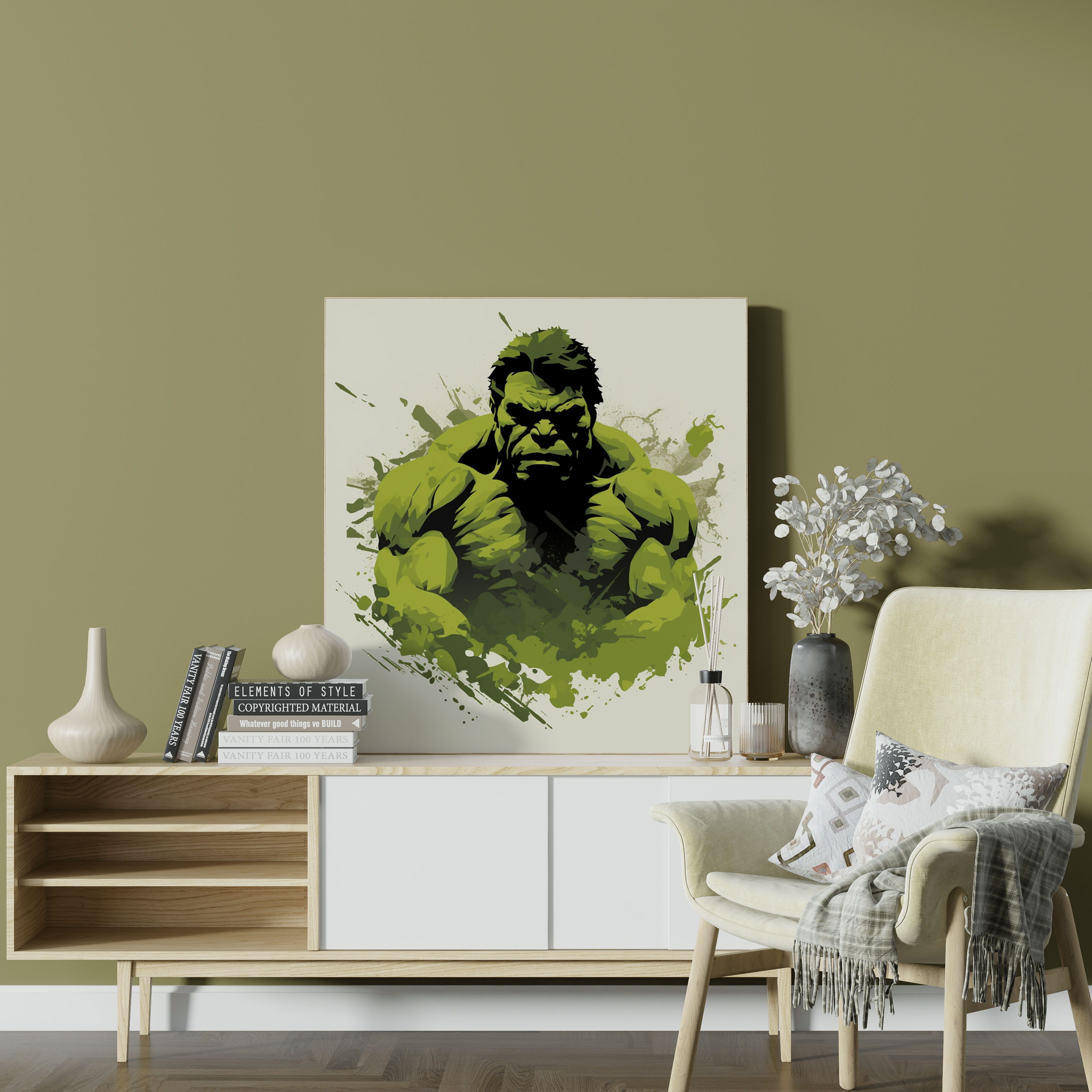 Marvel Kanvas Tablo - Minimalist Grafik Tasarım - Duvar Sanatı Hulk Minimalist Tasarım