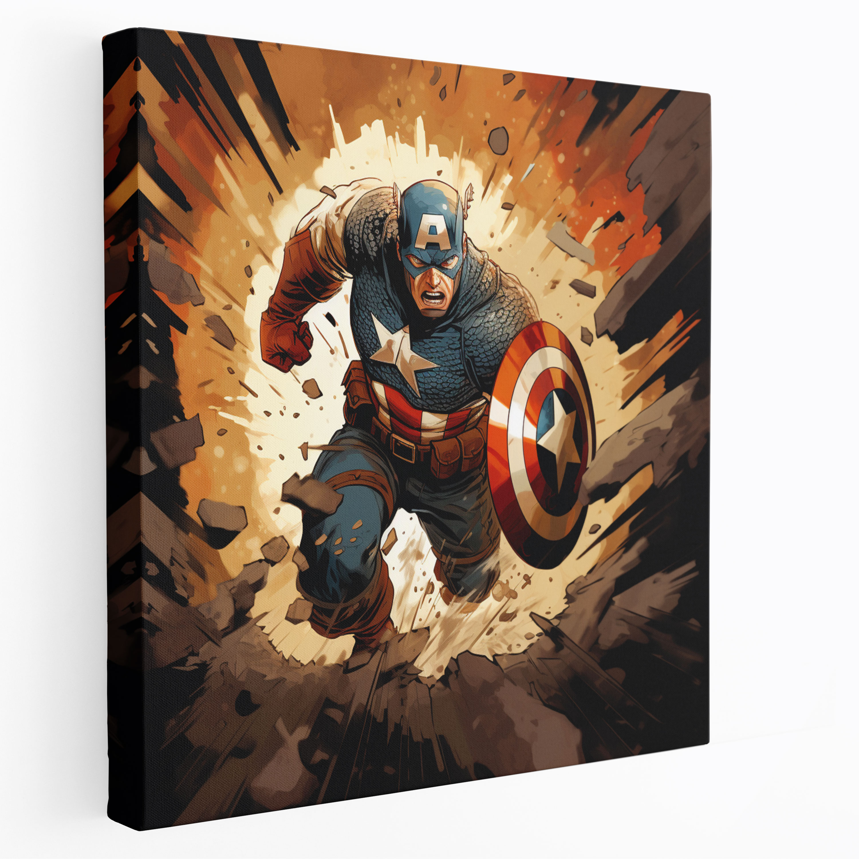 Marvel Duvar Sanatı - Çizgi Roman Kaptan Amerika Kanvas Tablo - Heyecan Duvar Sanatı