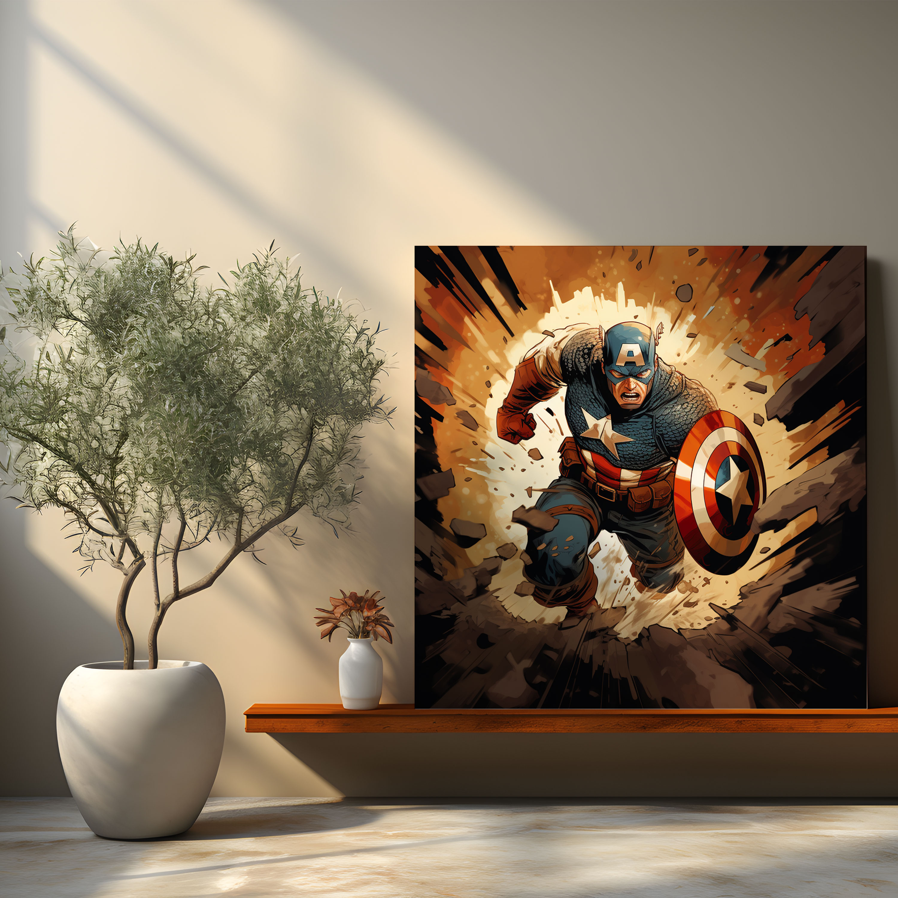 Marvel Duvar Sanatı - Çizgi Roman Kaptan Amerika Kanvas Tablo - Heyecan Duvar Sanatı