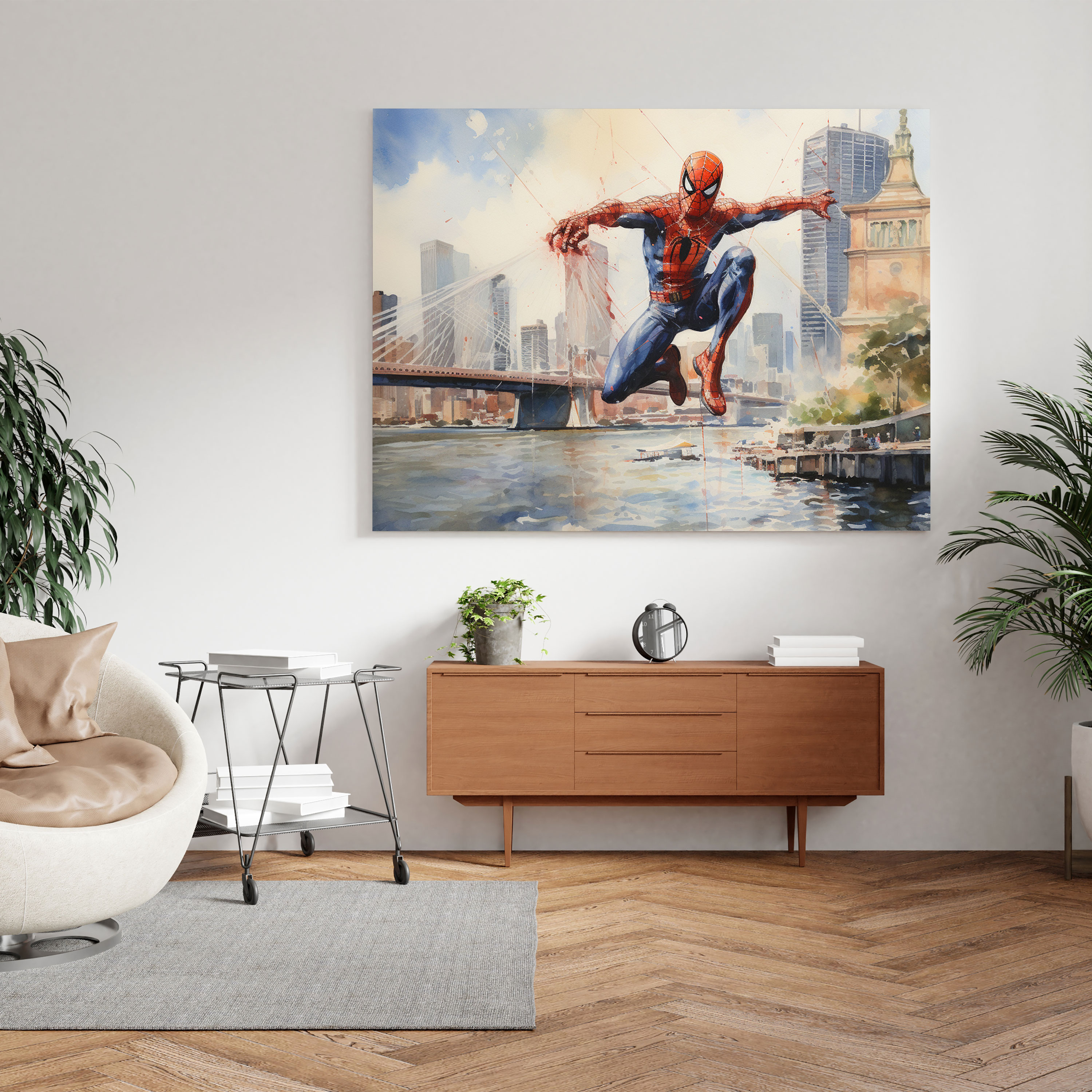Marvel Duvar Sanatı - Suluboya Spider-Man Kanvas Tablo Baskısı - Marvel Spider-Man Grace Kanvas Duvar Sanatı