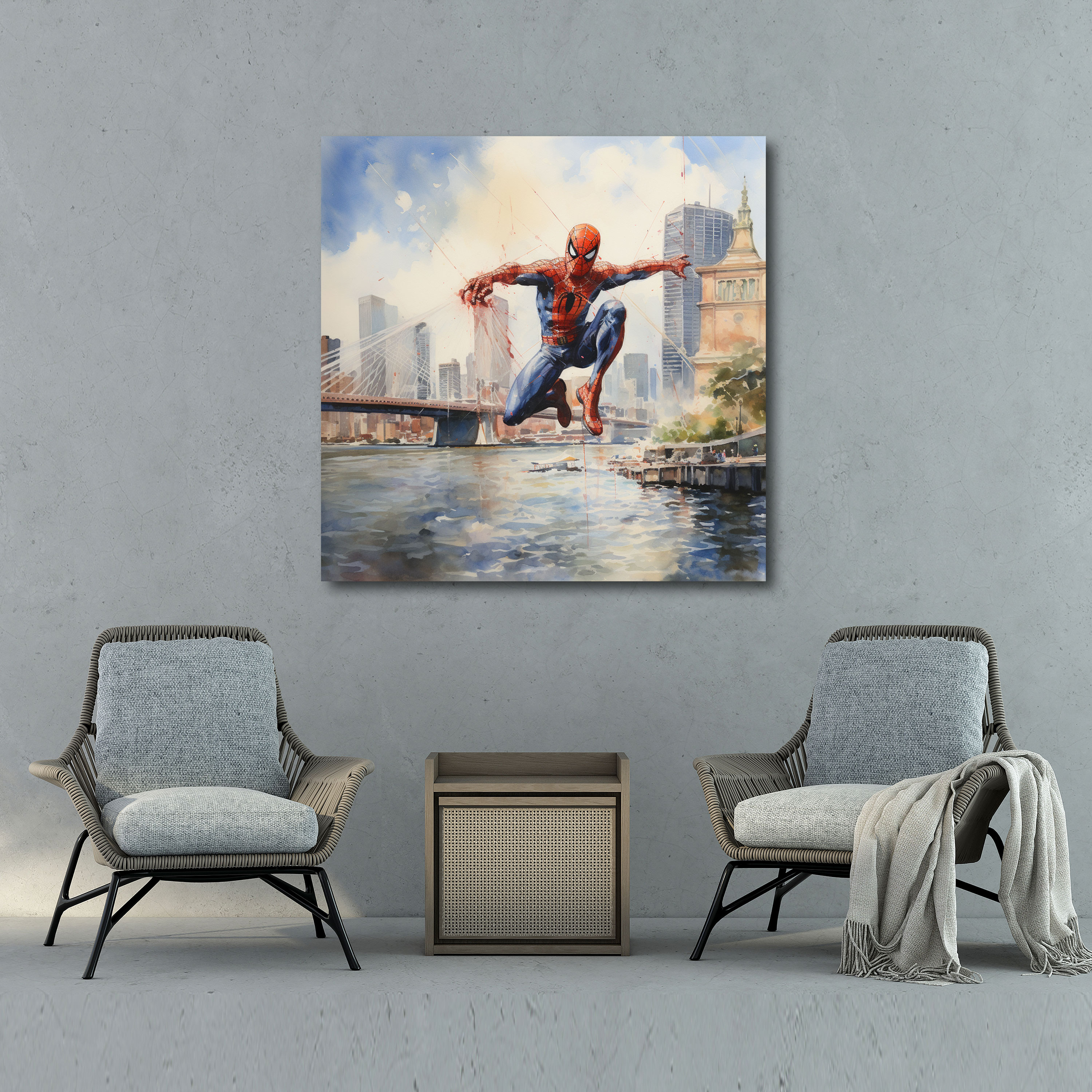 Marvel Duvar Sanatı - Suluboya Spider-Man Kanvas Tablo Baskısı - Marvel Spider-Man Grace Kanvas Duvar Sanatı