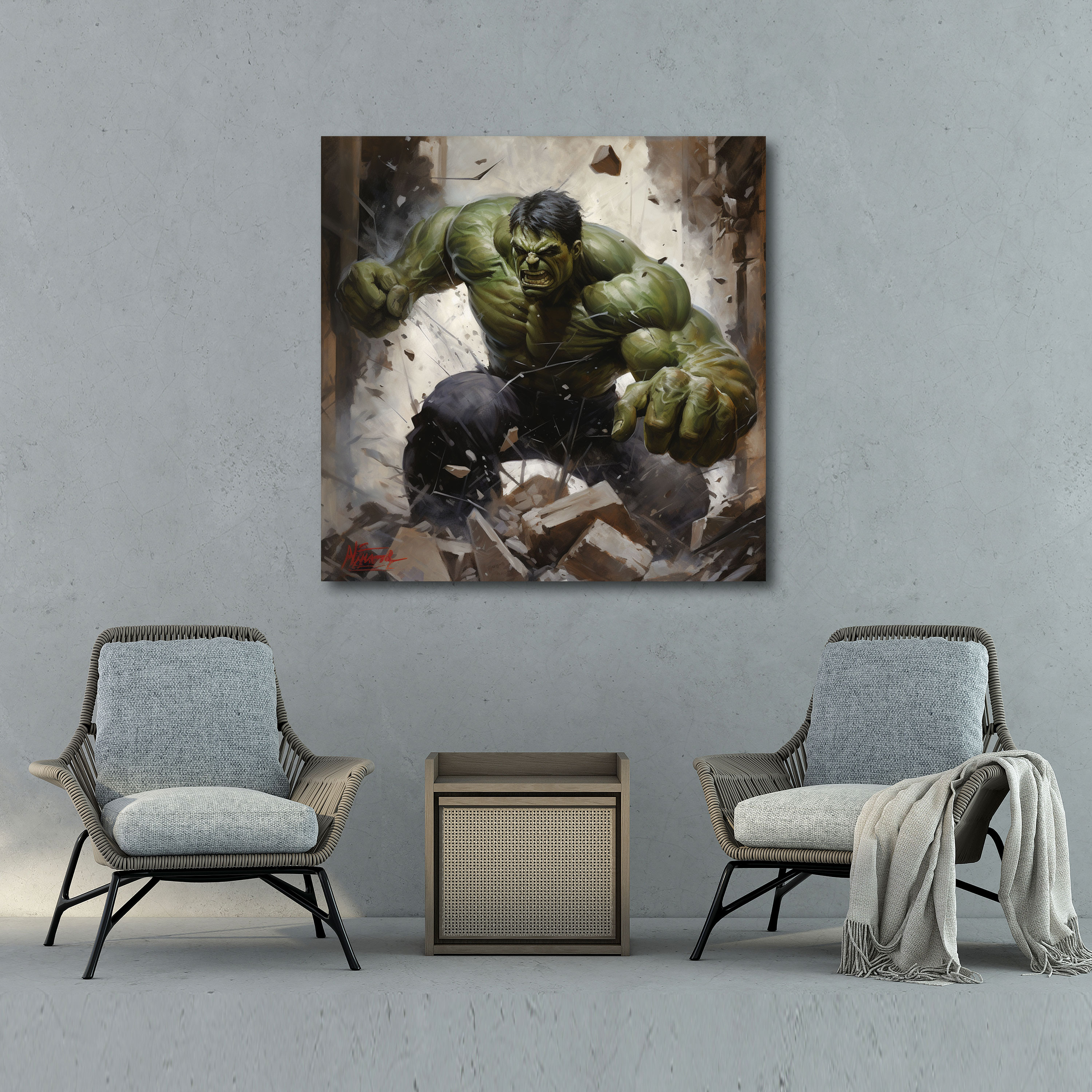 Marvel Kanvas Tablo - Hulk'ın Gücü Duvar Sanatı - Canlı Renkler Kanvas Ev Dekorasyonu
