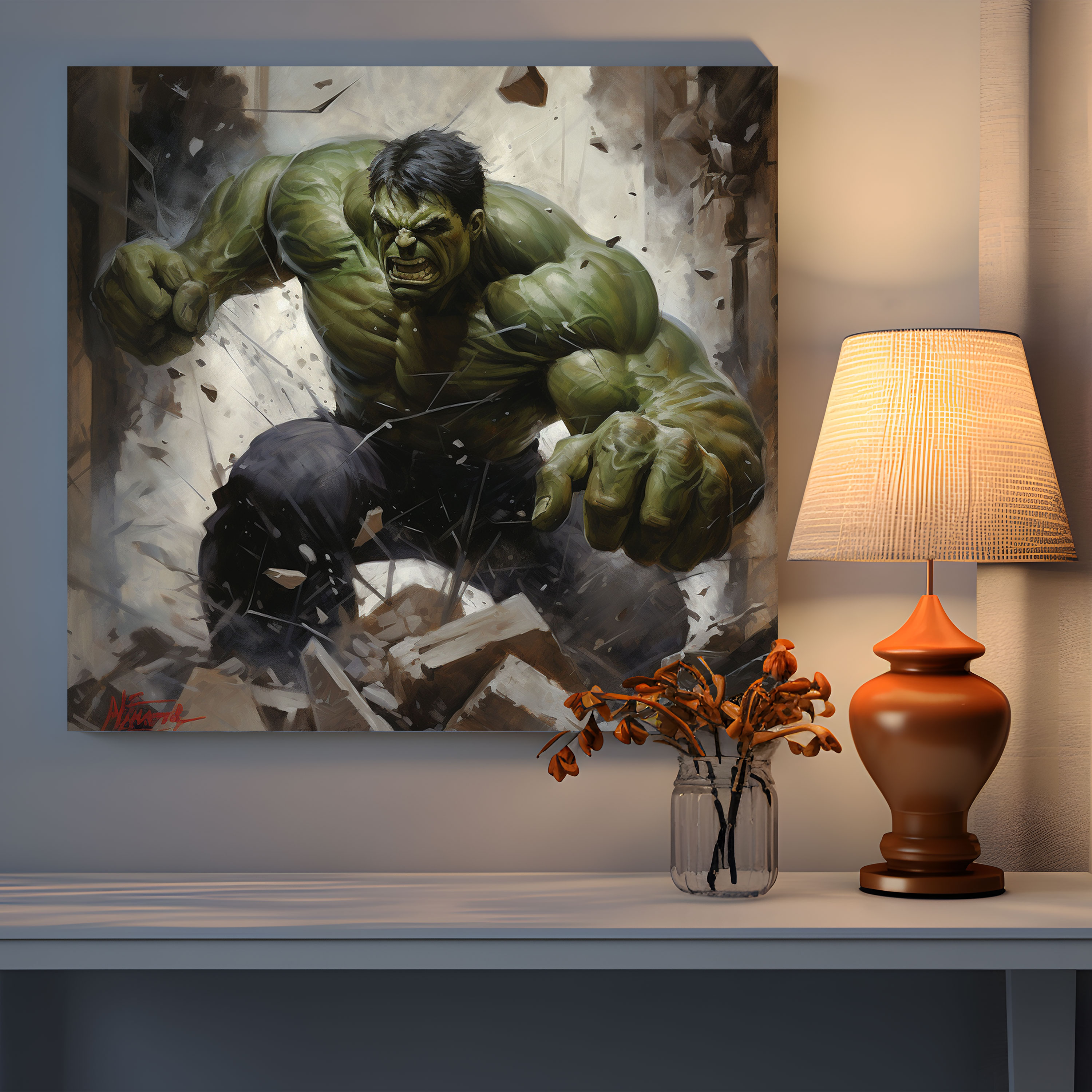 Marvel Kanvas Tablo - Hulk'ın Gücü Duvar Sanatı - Canlı Renkler Kanvas Ev Dekorasyonu