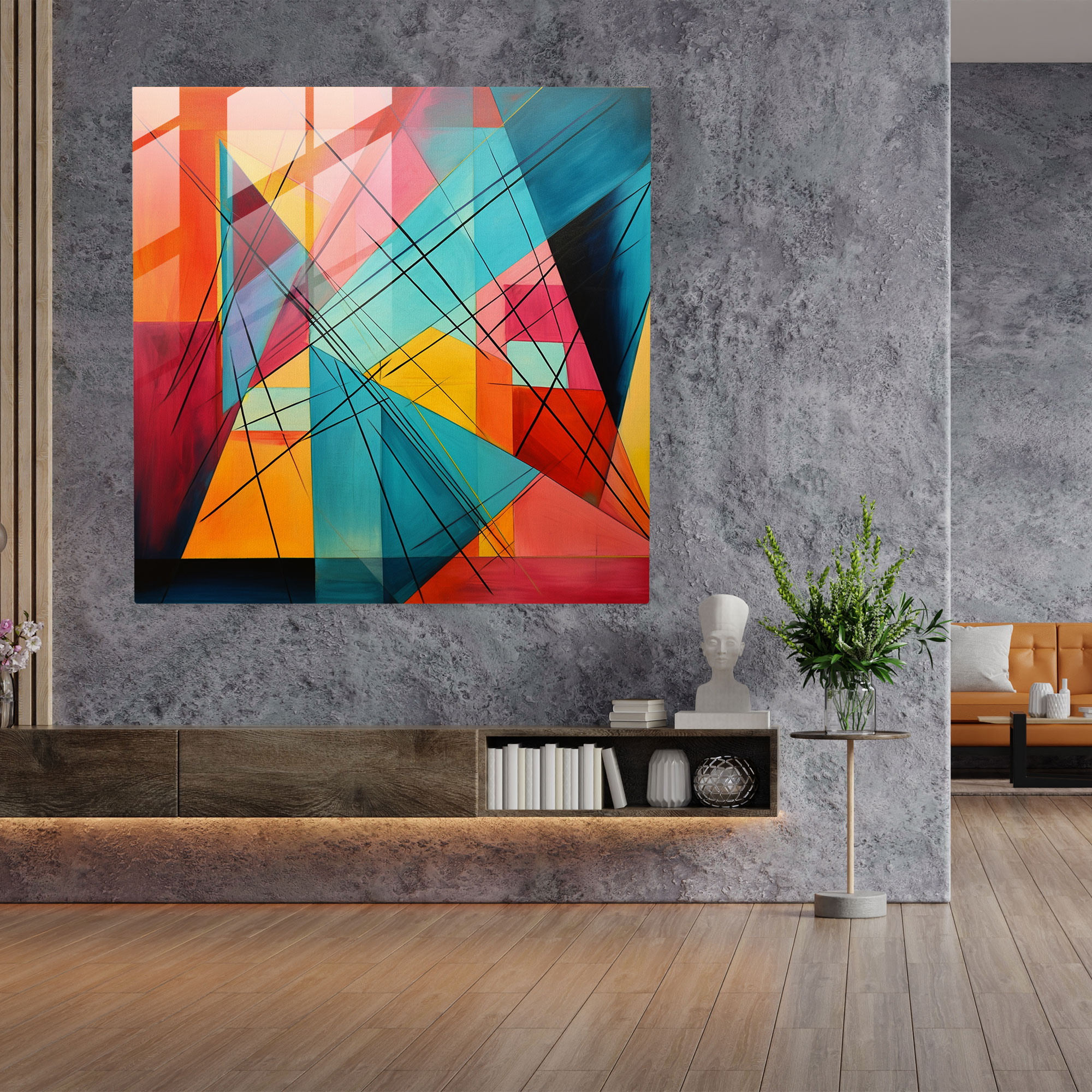 Motivational Wall Decoration - Motivational, Abstract Geometric Design, Vibrant Hues, Modern Art