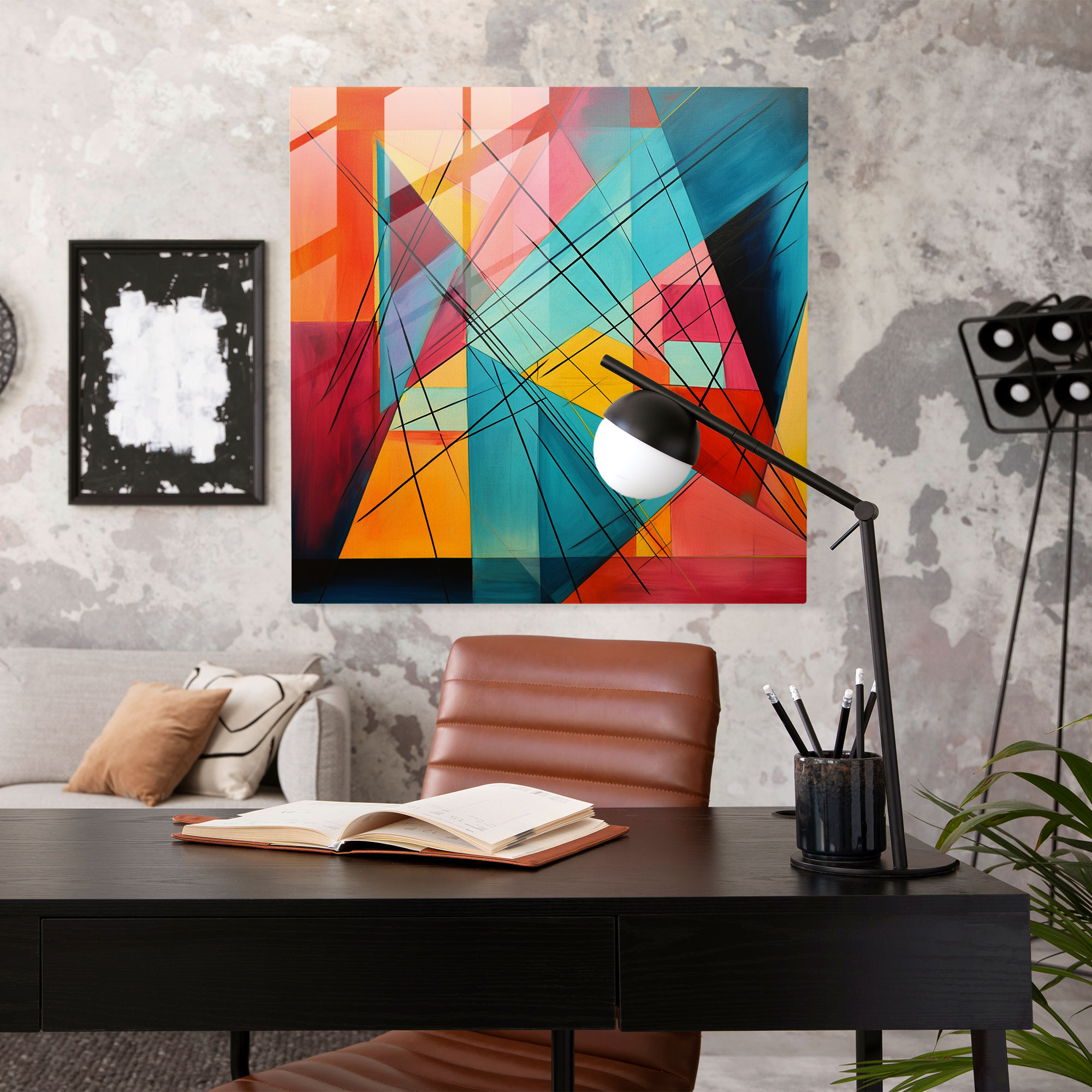 Motivational Wall Decoration - Motivational, Abstract Geometric Design, Vibrant Hues, Modern Art