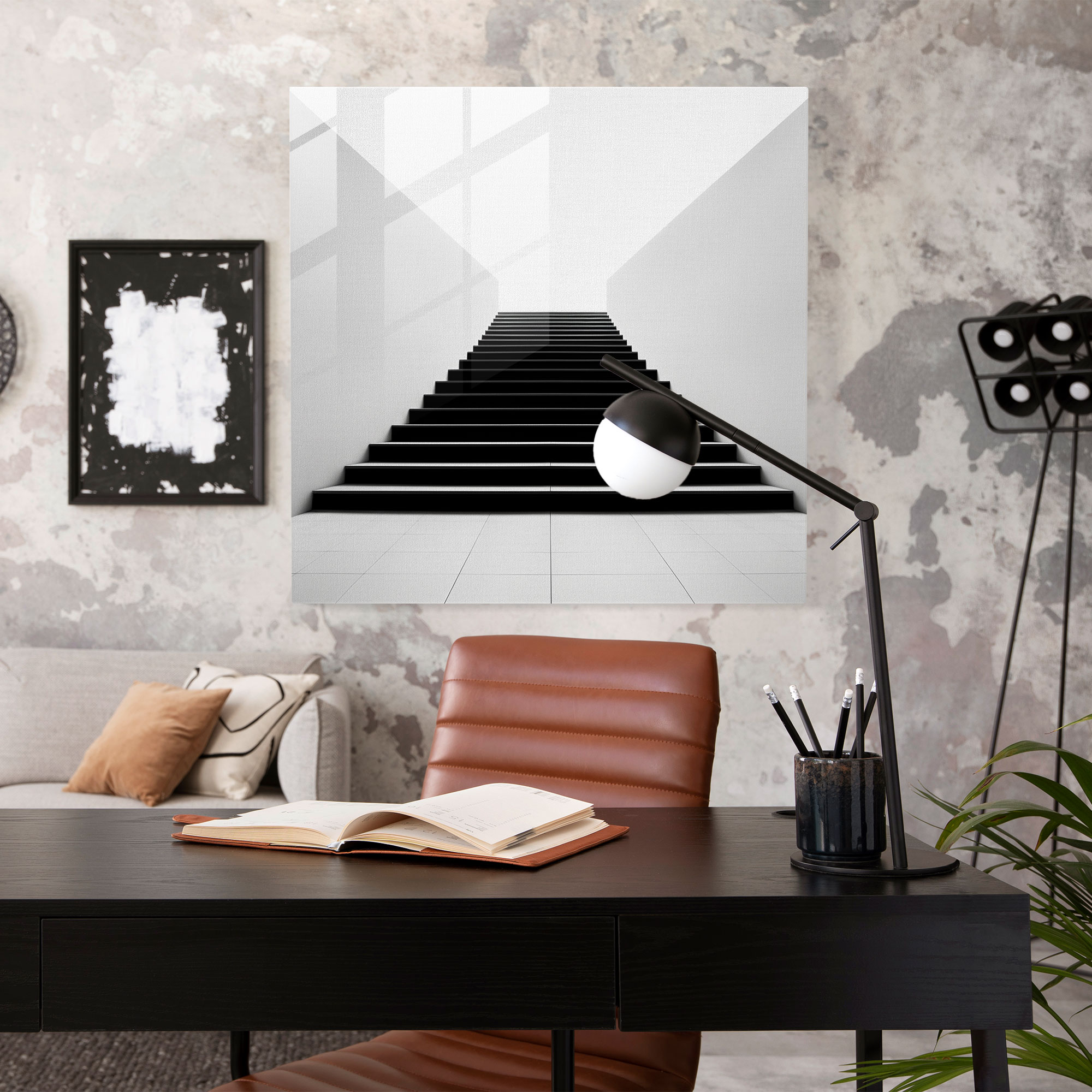 Motivational Glass Print - Ascending Staircase - Motivational, Wall Decoration, Glass Art, Glass Wall Art