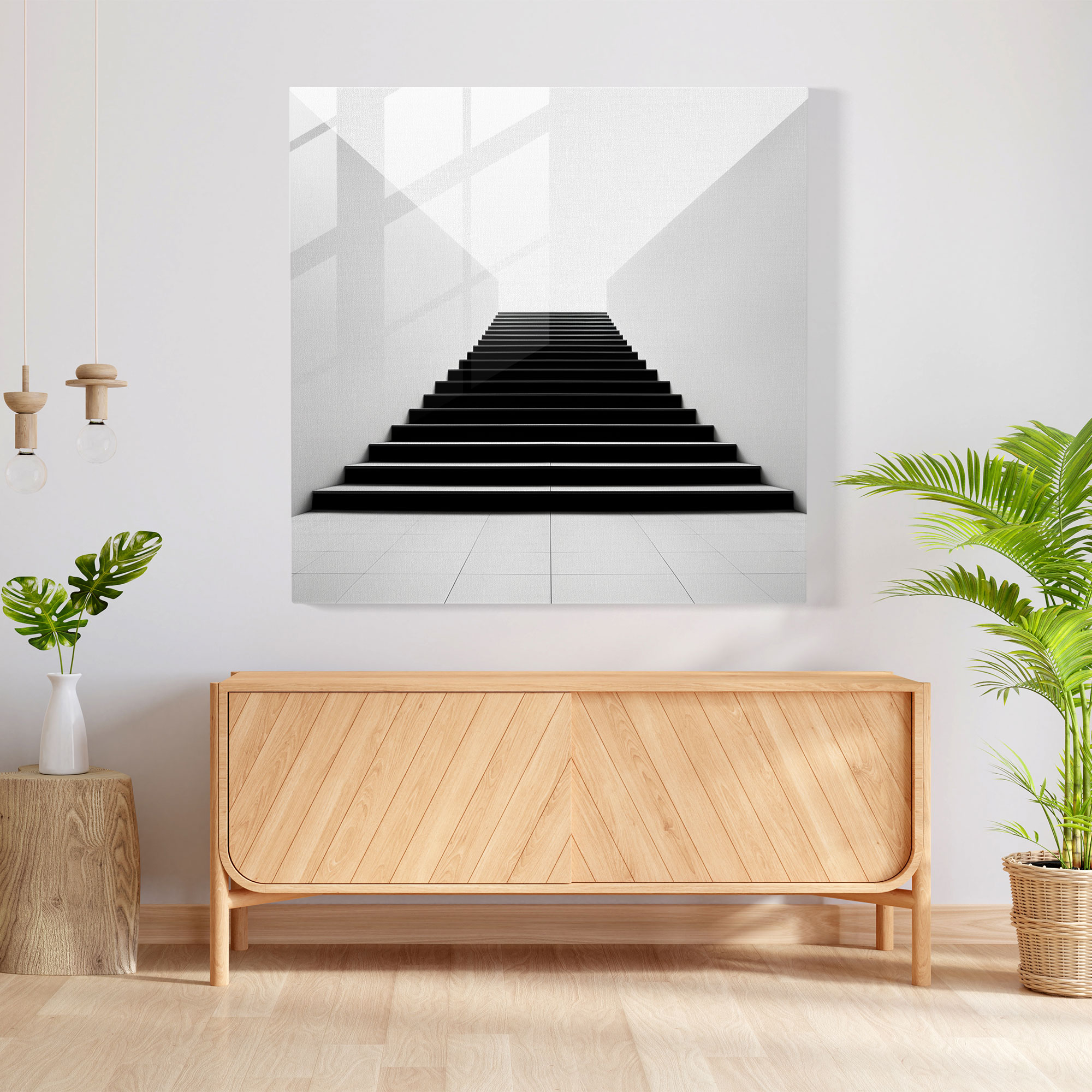 Motivational Glass Print - Ascending Staircase - Motivational, Wall Decoration, Glass Art, Glass Wall Art