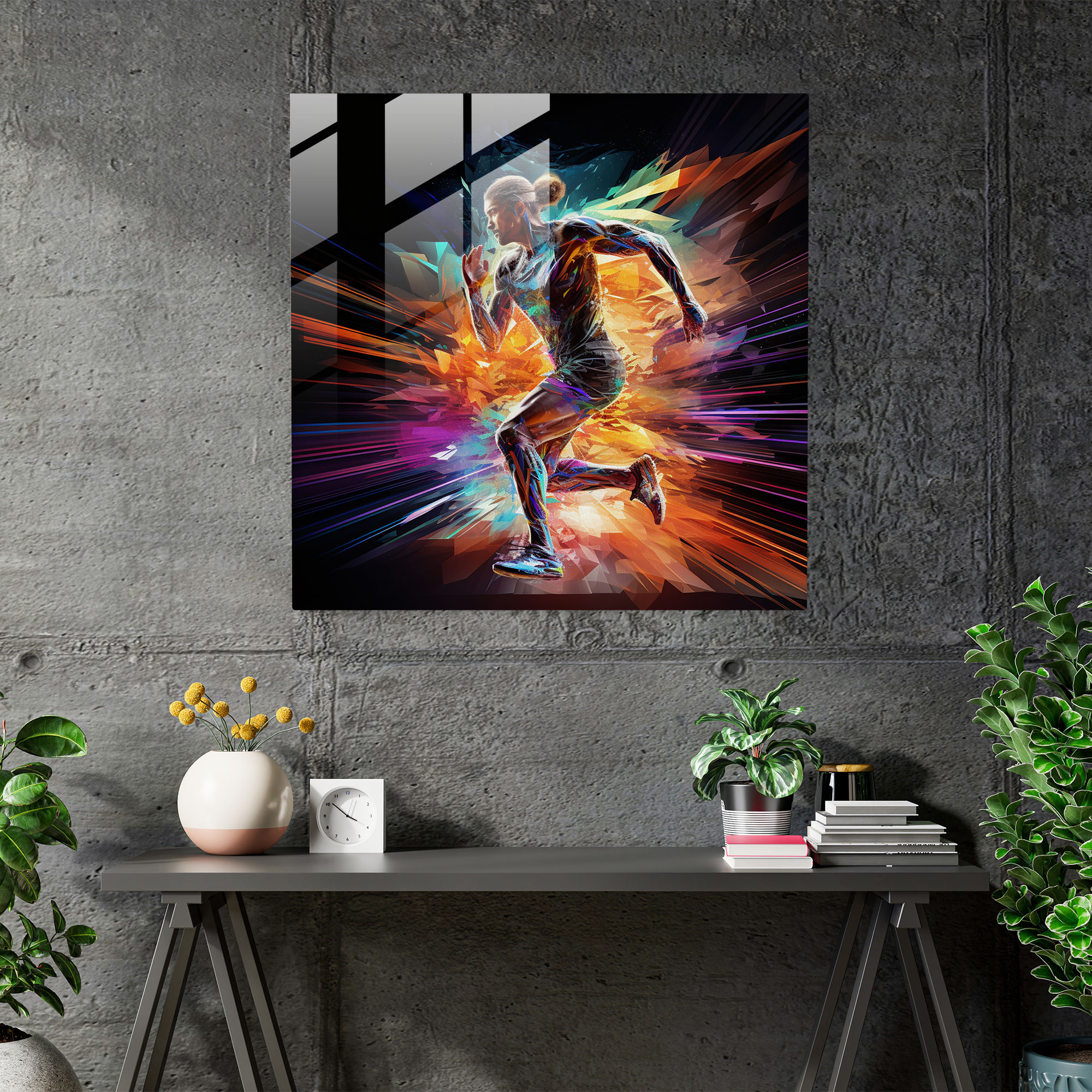 Motivational Glass Print - Sprinting Towards Success - Motivational, Motivational, Sprinting Towards Success, Contemporary Digital Artwork
