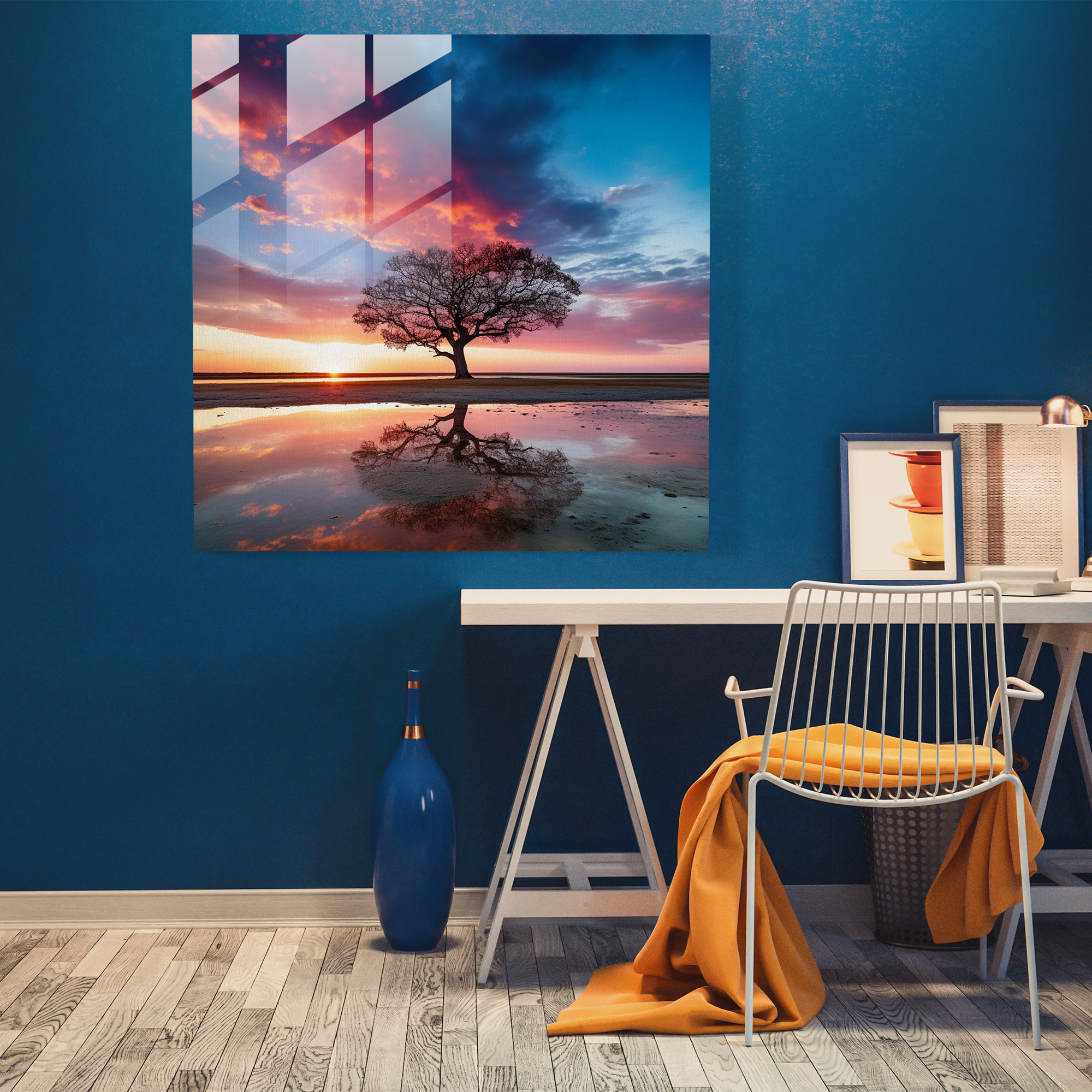 Motivasyon Dolu Cam Tablo - Dayanıklı Ağaç - İlham Verici Cam Sanat Etkileyici Fotoğraf Cam Tablo