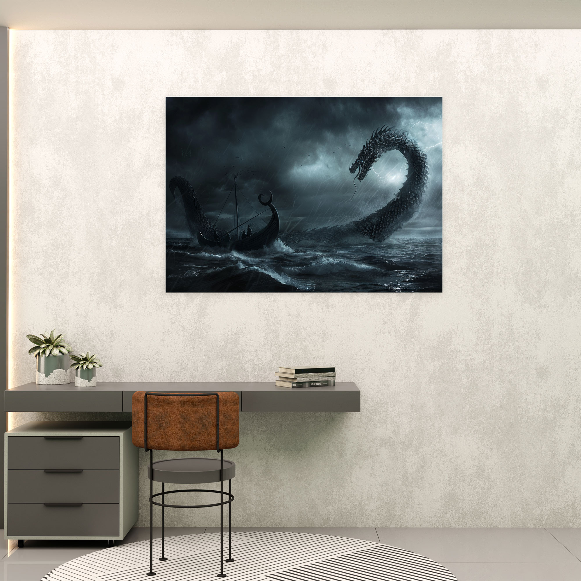 Mythology Wall Art - Odin And The World Serpent - Mythology, Canvas Wall Art, Wall Art, Canvas