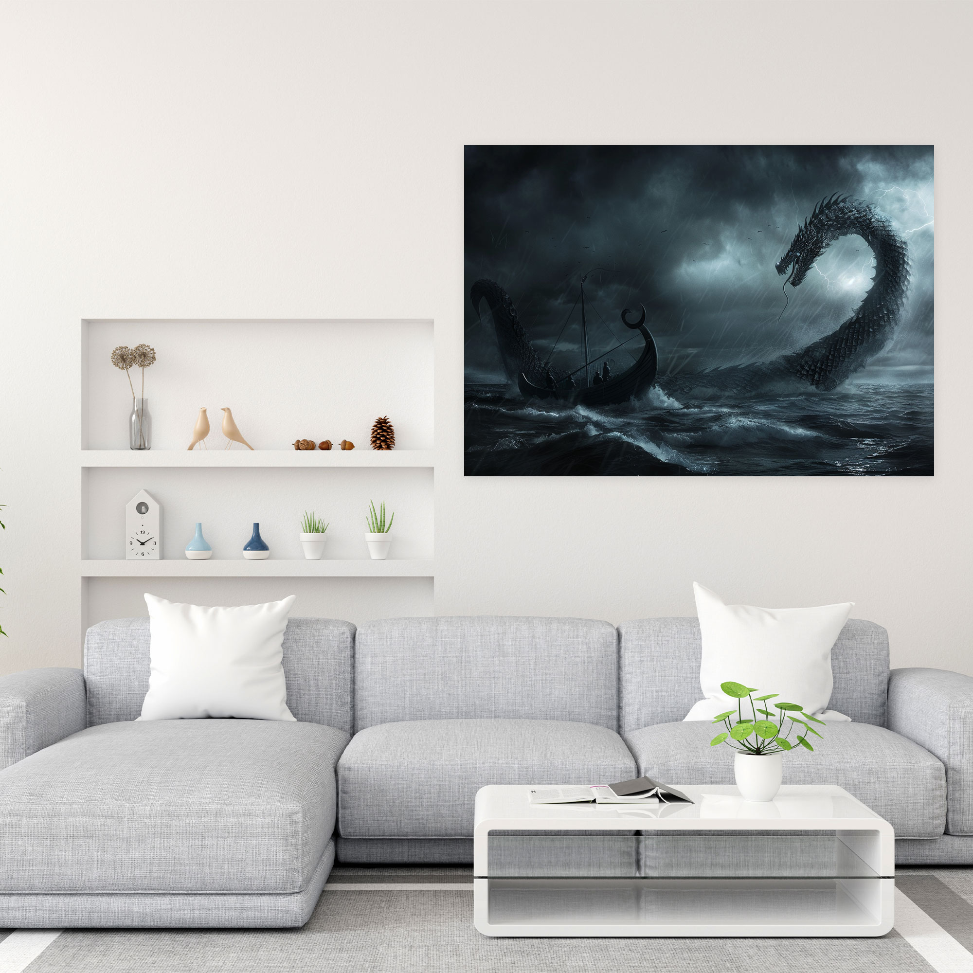 Mythology Wall Art - Odin And The World Serpent - Mythology, Canvas Wall Art, Wall Art, Canvas