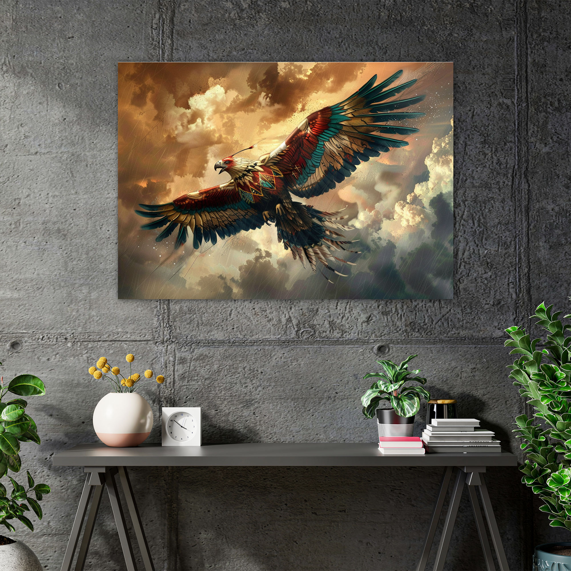 Mythology Wall Art - Thunderbird In Stormy Skies - Mythology, Home Decoration, Wall Art, Canvas Wall Art