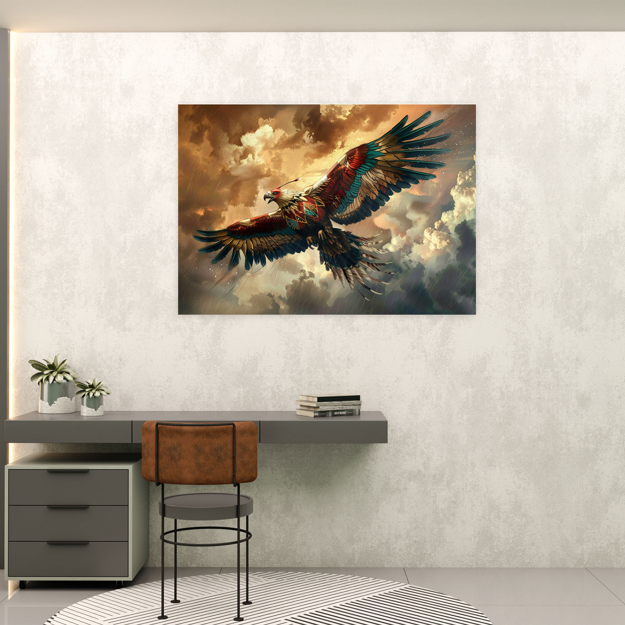 Mythology Wall Art - Thunderbird In Stormy Skies - Mythology, Home Decoration, Wall Art, Canvas Wall Art