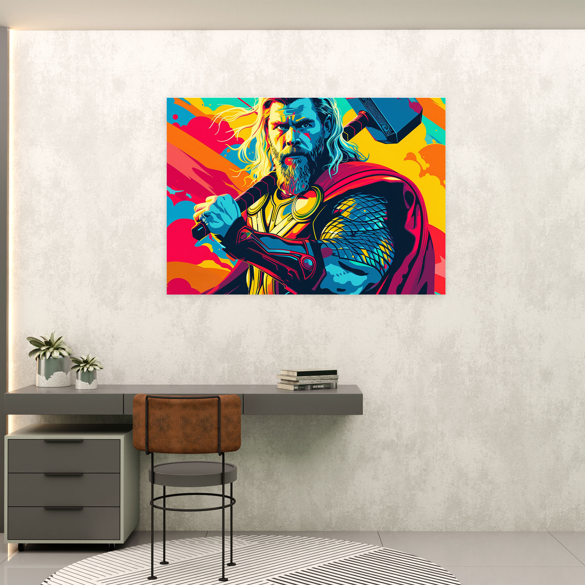 Mitoloji Duvar Dekorasyonu - Mitoloji Thor Ev Dekorasyonu Kanvas Tablo