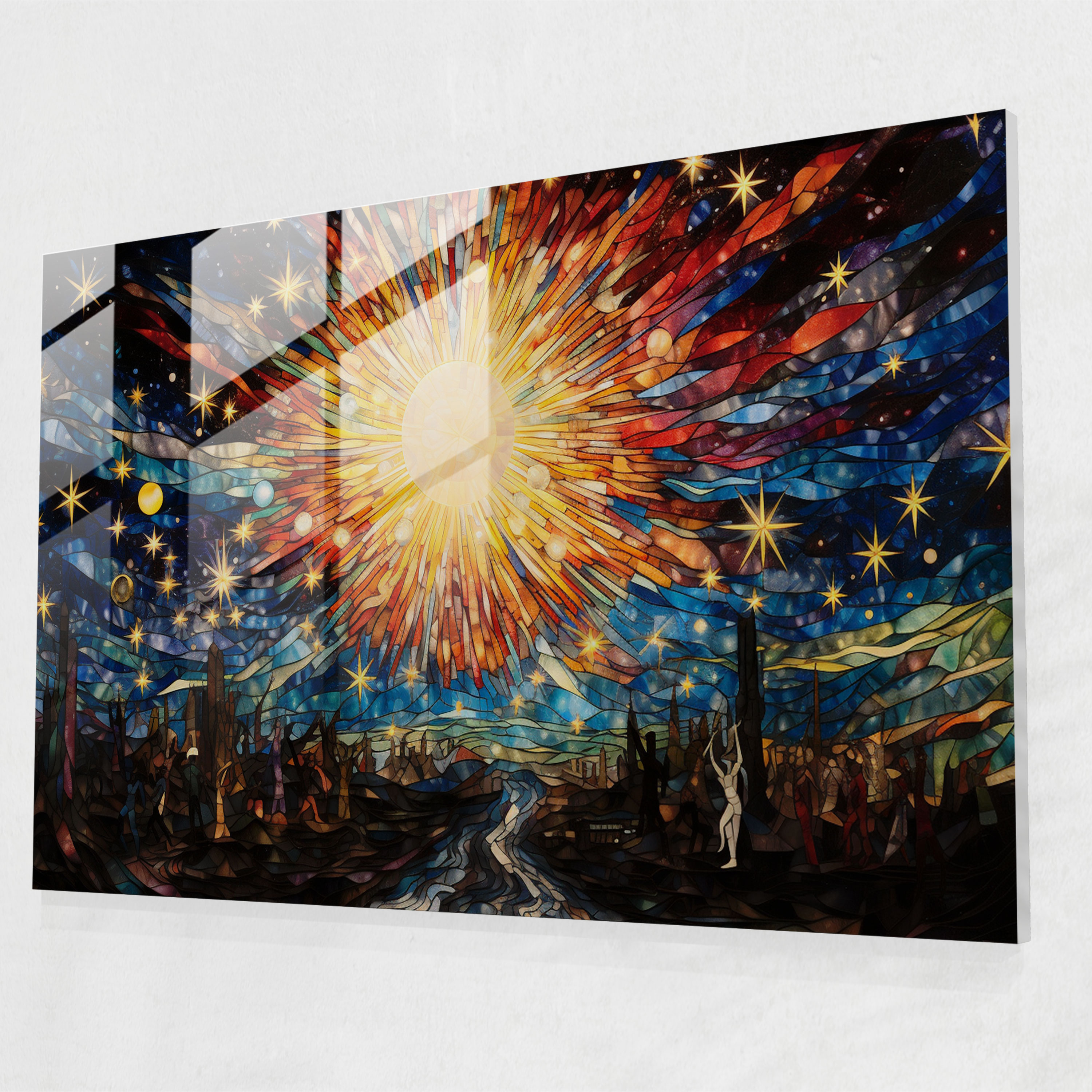 Mythology Glass Art - Celestial Scene With Gods And Goddesses - Mythology, Glass Wall Art, Mythology Glass Art, Home Decoration