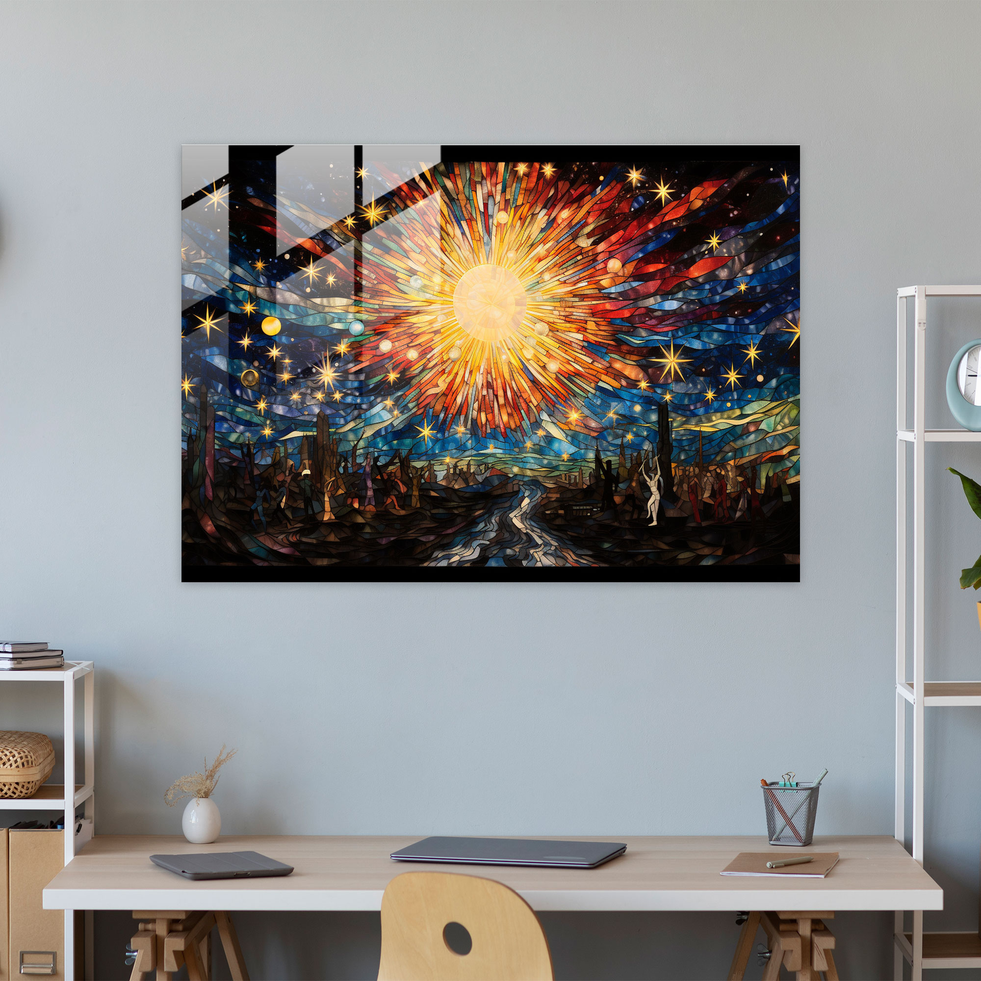 Mythology Glass Art - Celestial Scene With Gods And Goddesses - Mythology, Glass Wall Art, Mythology Glass Art, Home Decoration