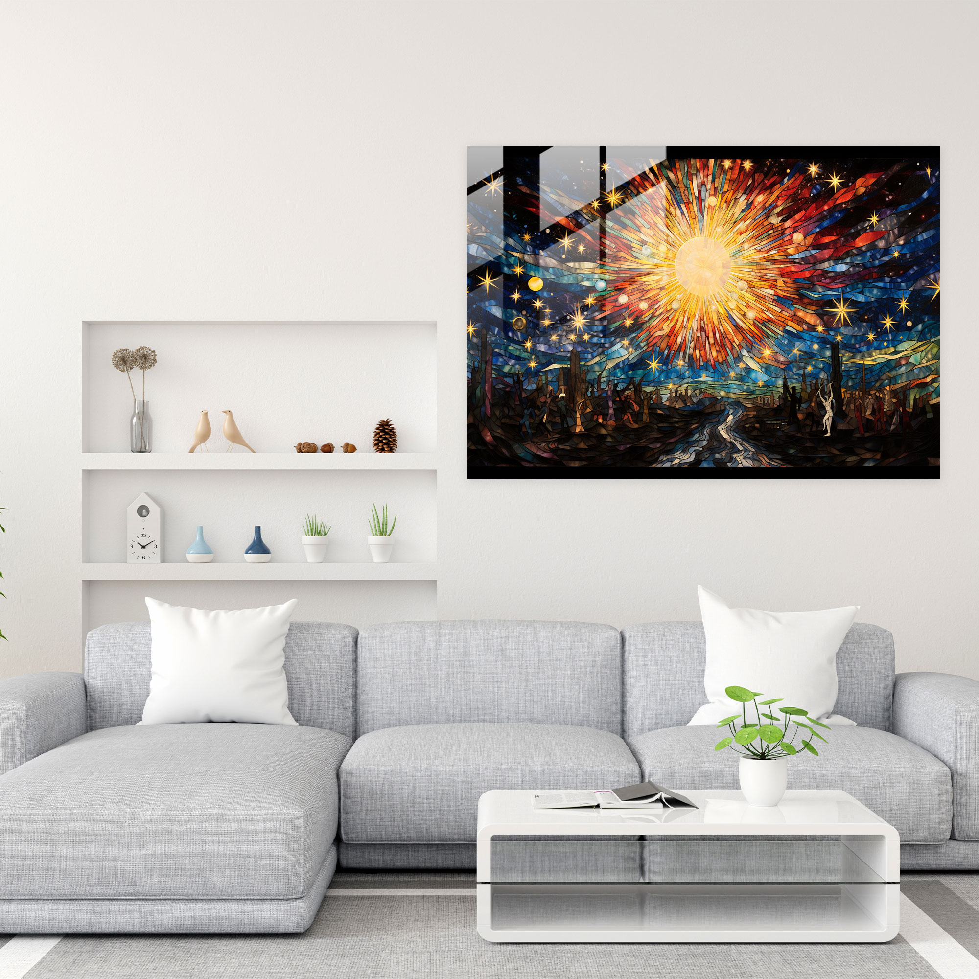 Mythology Glass Art - Celestial Scene With Gods And Goddesses - Mythology, Glass Wall Art, Mythology Glass Art, Home Decoration