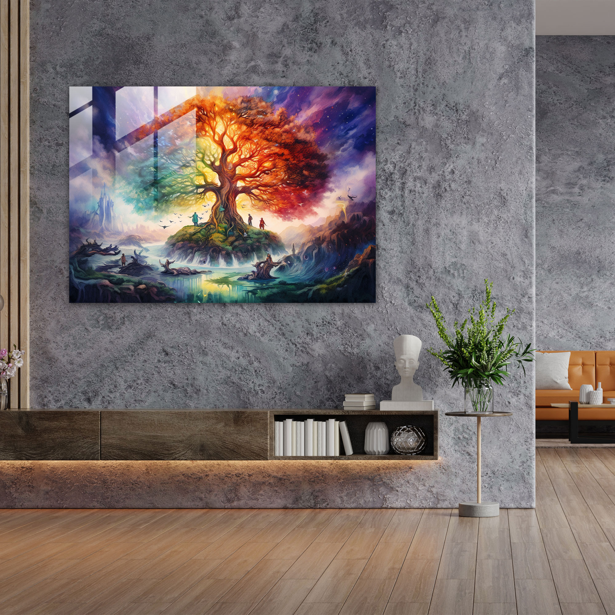 Mythology Glass Wall Art - Gods And Goddesses Beneath Yggdrasil - Mythology, Goddesses, Glass Print, Glass Art
