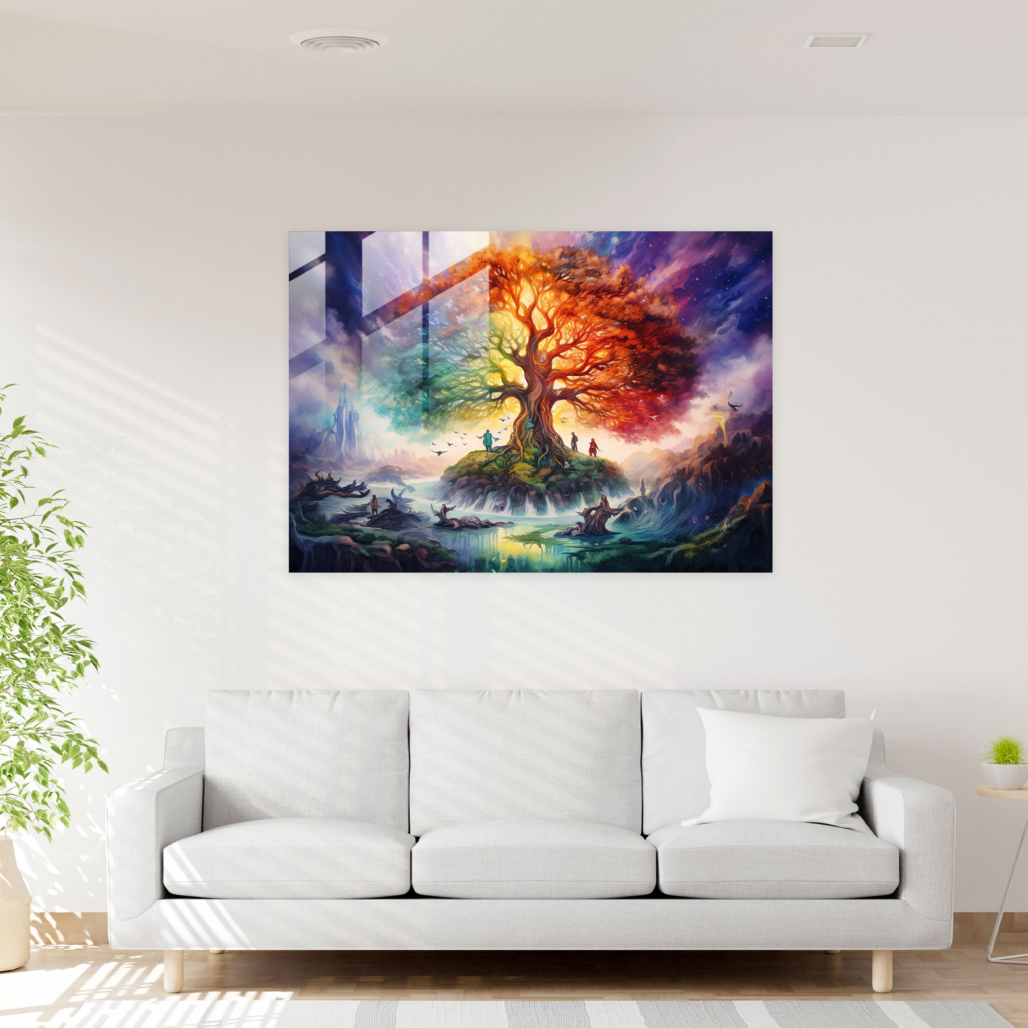 Mythology Glass Wall Art - Gods And Goddesses Beneath Yggdrasil - Mythology, Goddesses, Glass Print, Glass Art