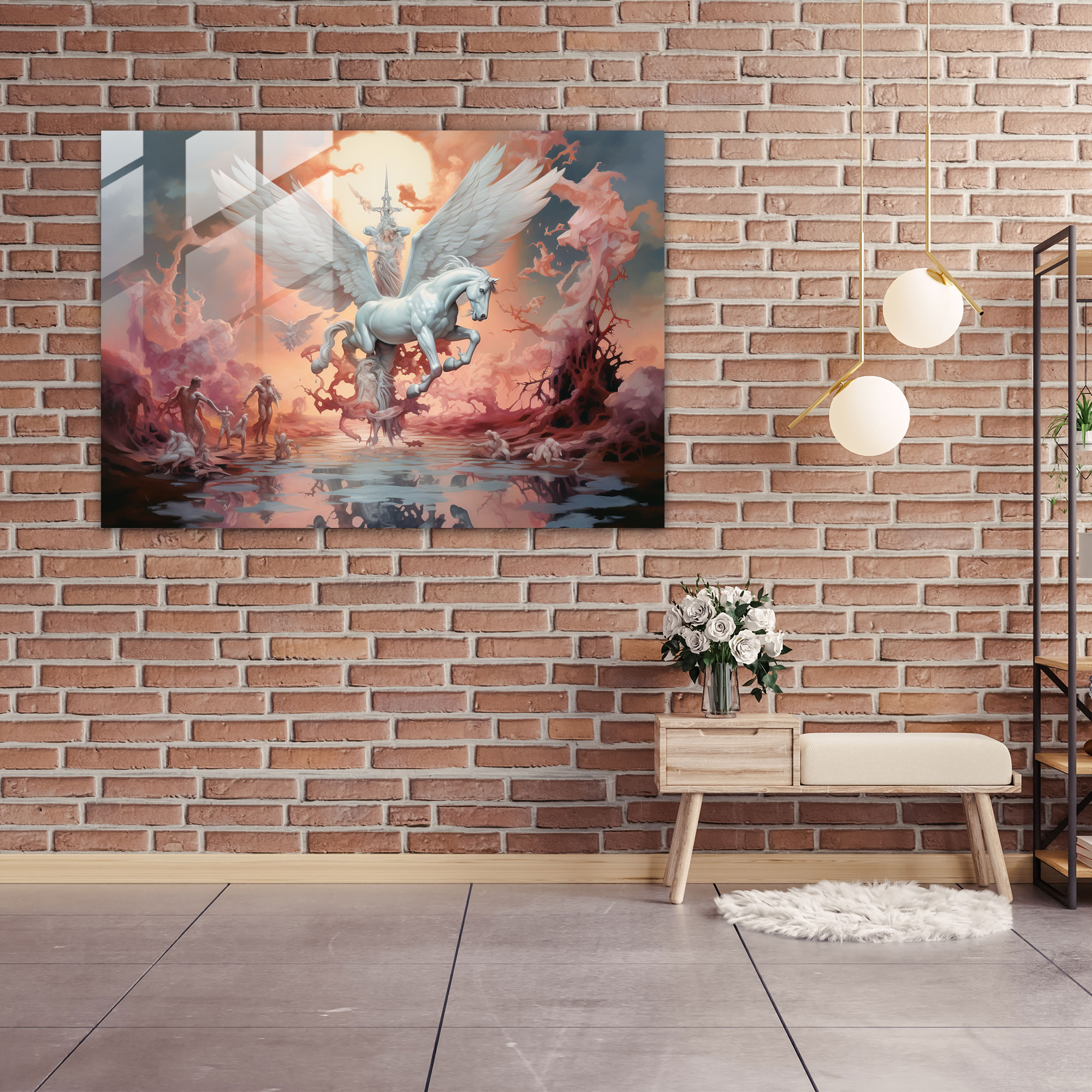 Mythology Glass Print - Fantastical Blend Of Myths - Mythology, Mythology, Modern Art, Home Decoration