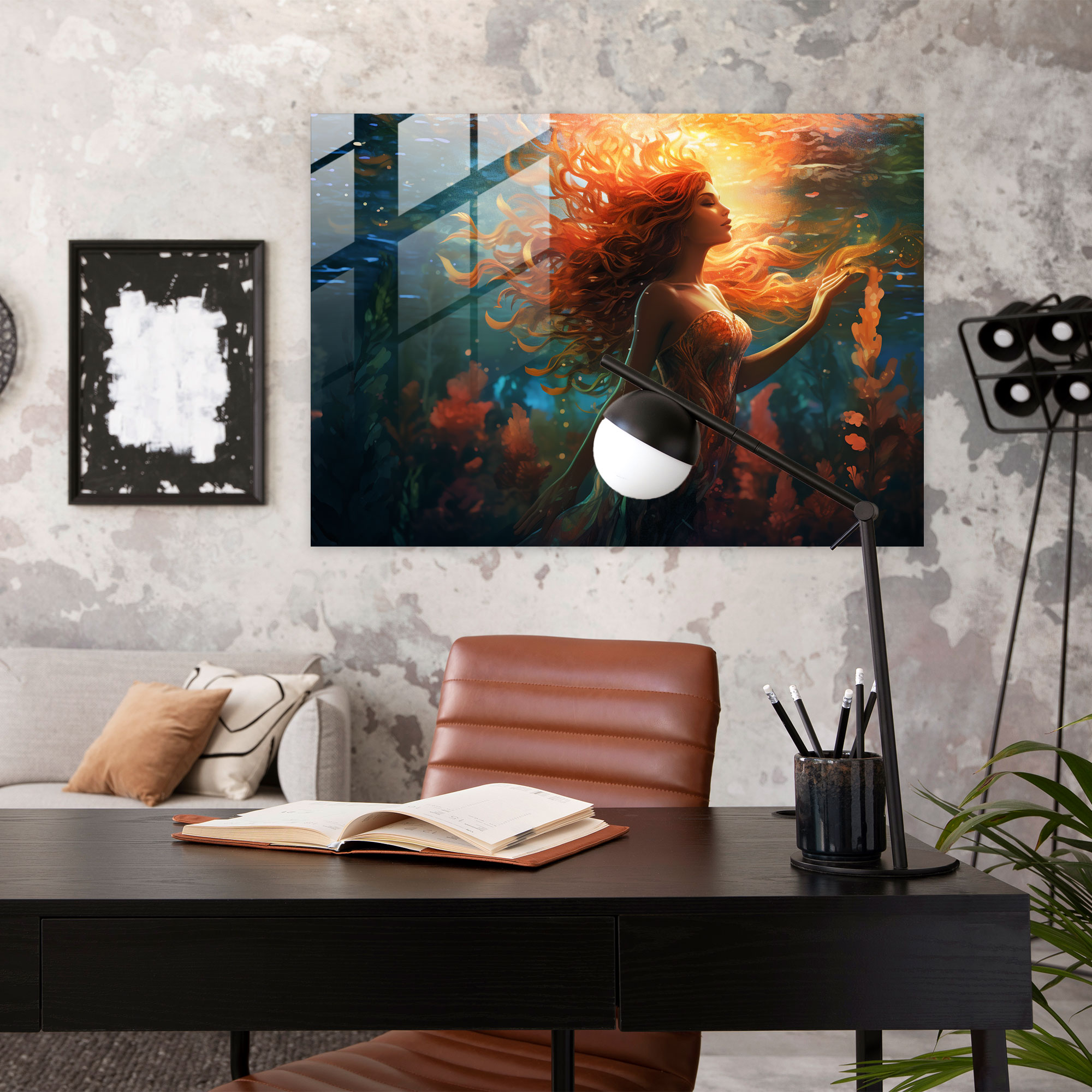 Mythology Glass Wall Art: Enchanting Mermaid - Mythology, Home Decoration, Mermaid, Modern Art