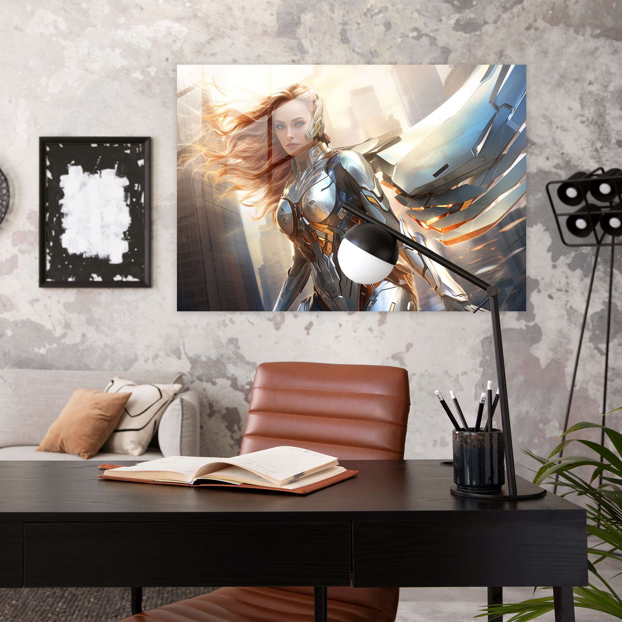 Mythology Glass Wall Art: Cybernetic Valkyrie - Mythology, Glass Wall Art, Wall Decoration, Home Decoration