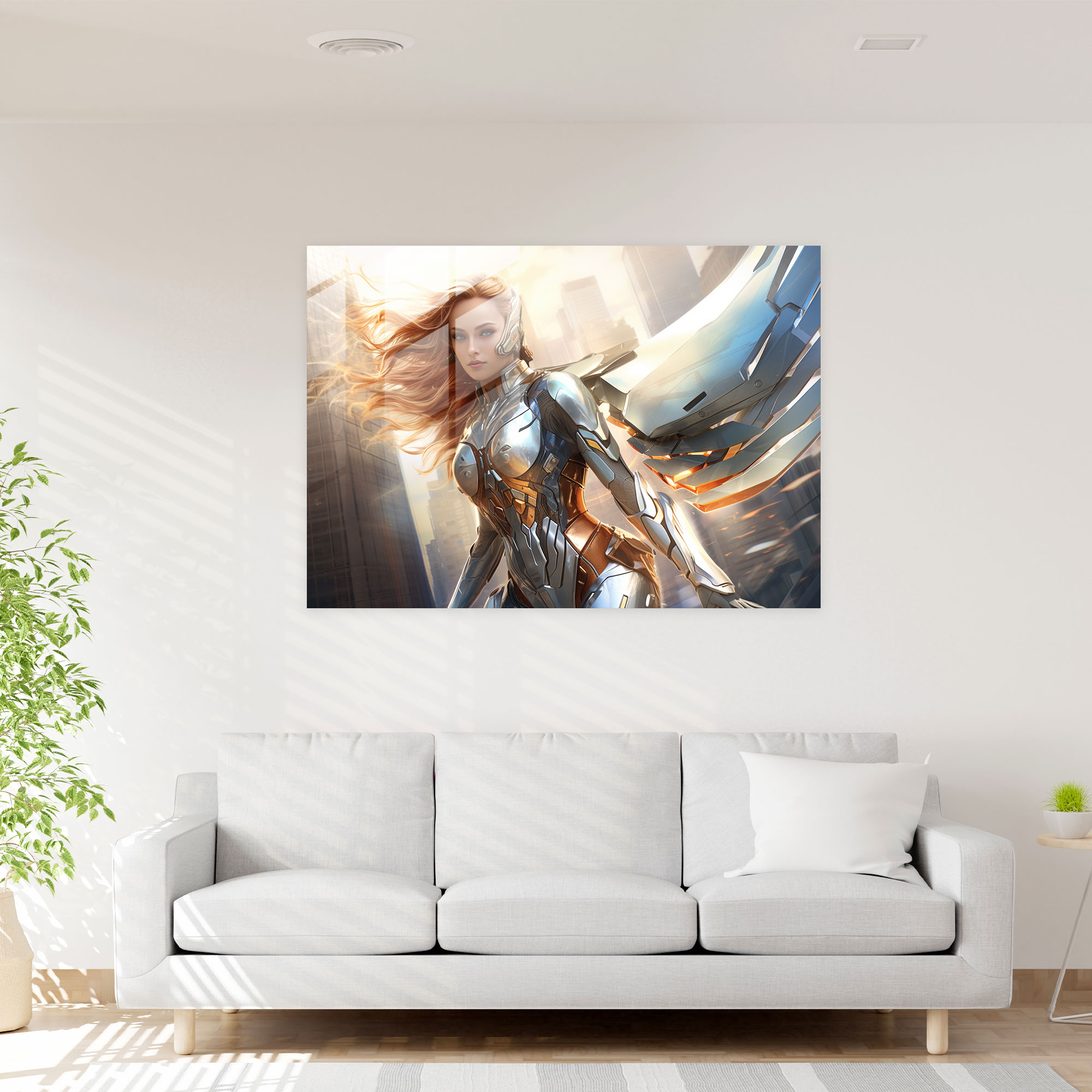 Mythology Glass Wall Art: Cybernetic Valkyrie - Mythology, Glass Wall Art, Wall Decoration, Home Decoration