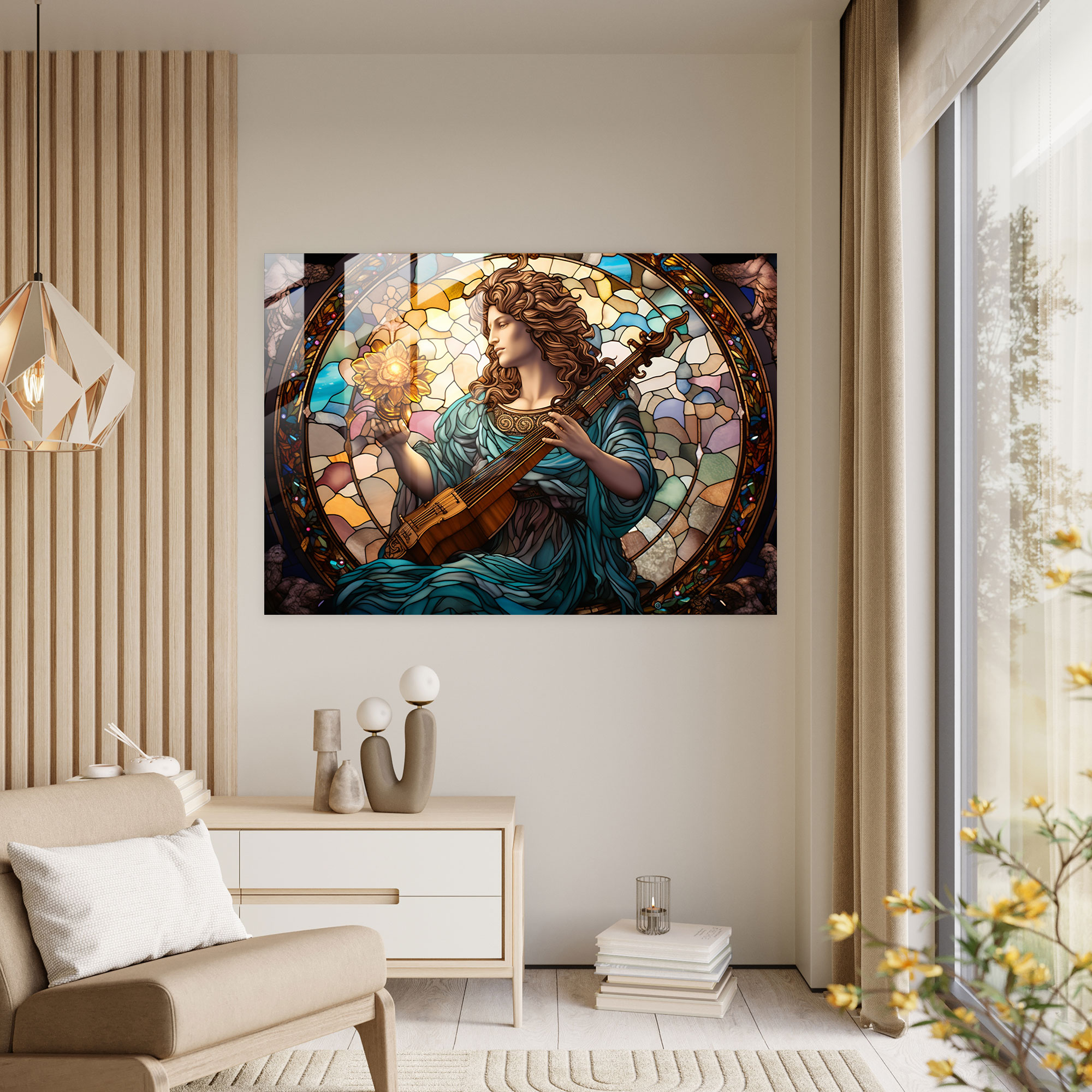 Mythology Glass Print - Mythology, Celestial, Mythology, Lyre
