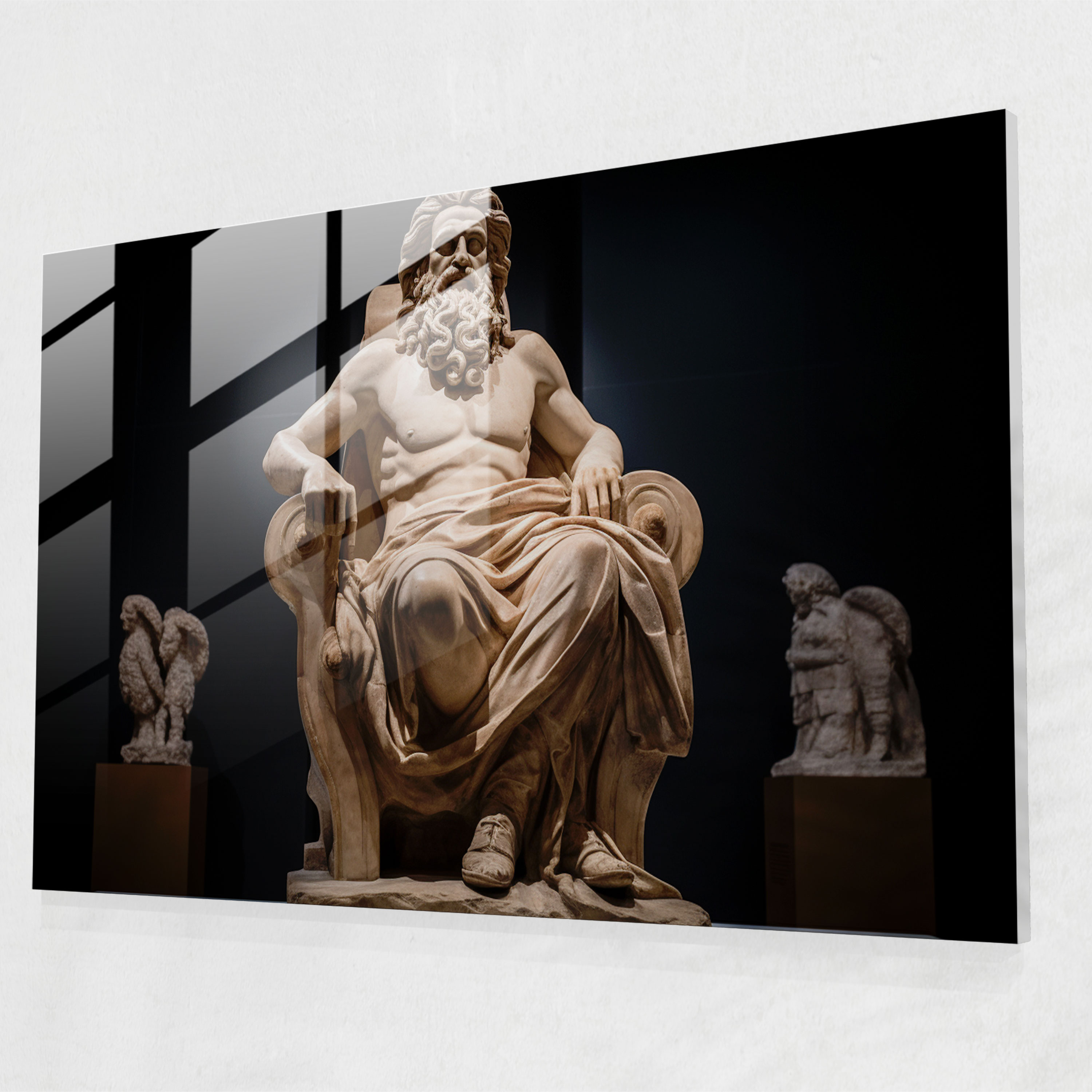 Mythology Glass Print - Zeus On His Throne - Mythology, Glass Art, King Of The Gods, Wall Decoration